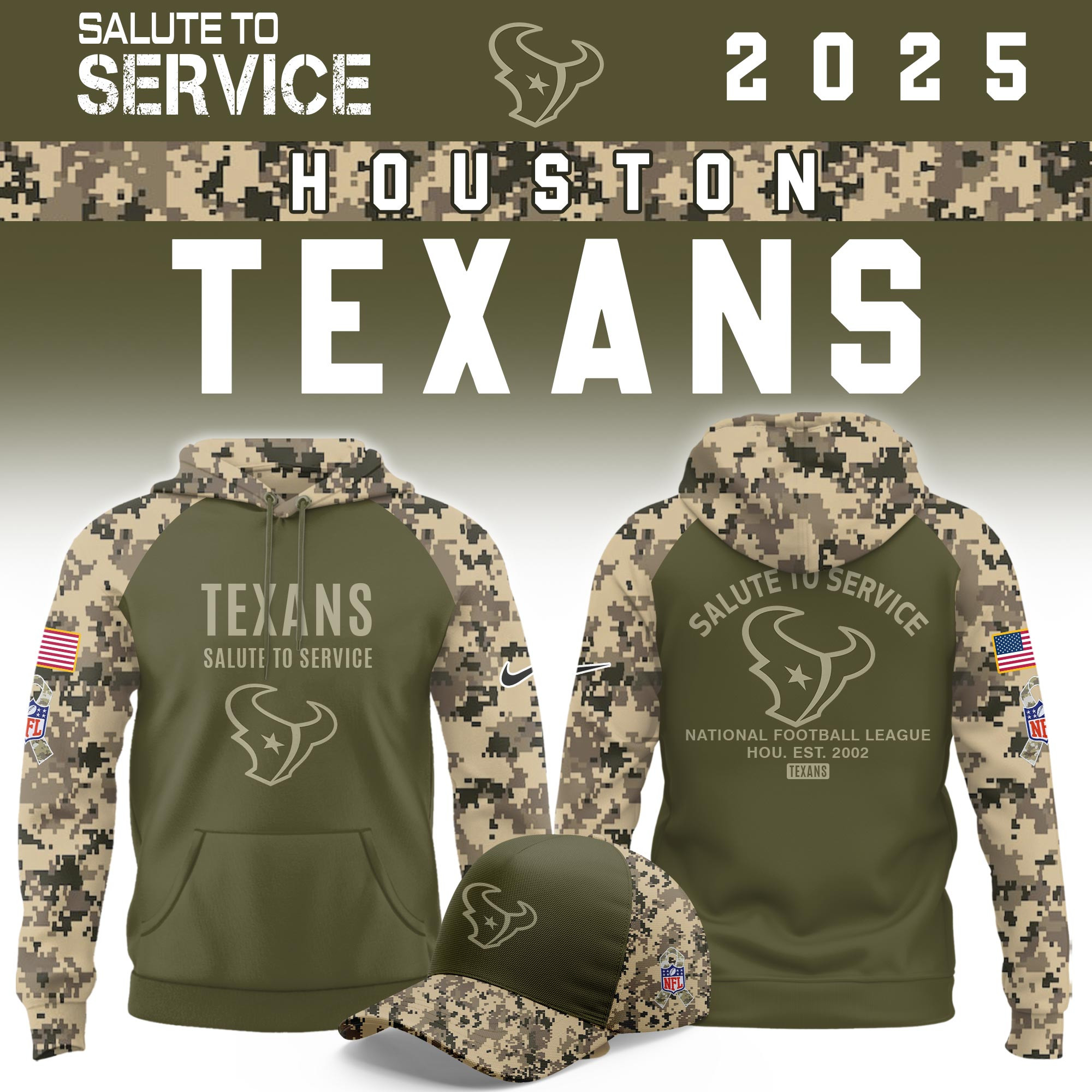 Houston Texans Salute To Service Limited Hoodie PBDTY4T