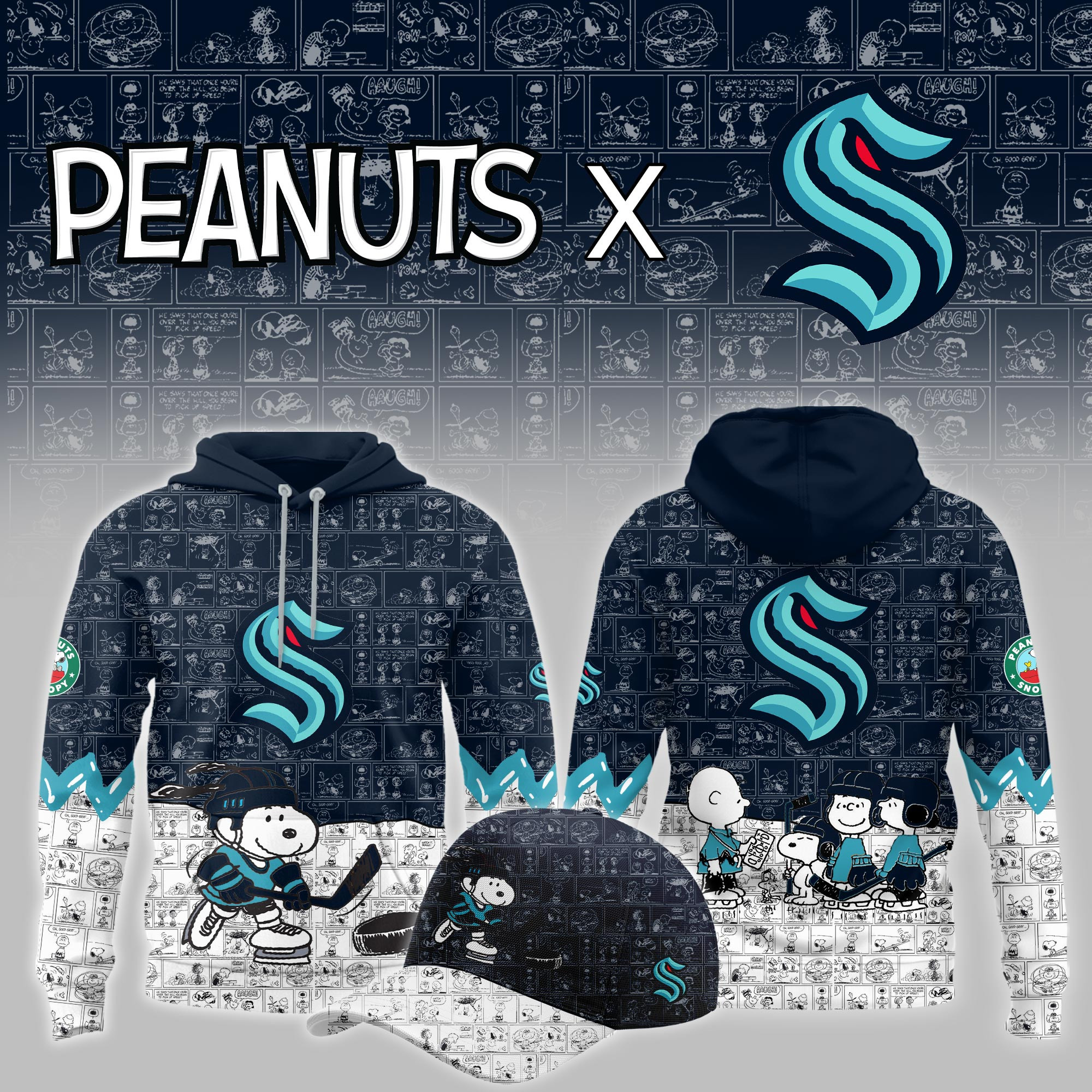 Seattle Kraken Peanuts Night Limited Hoodie PB2YATV