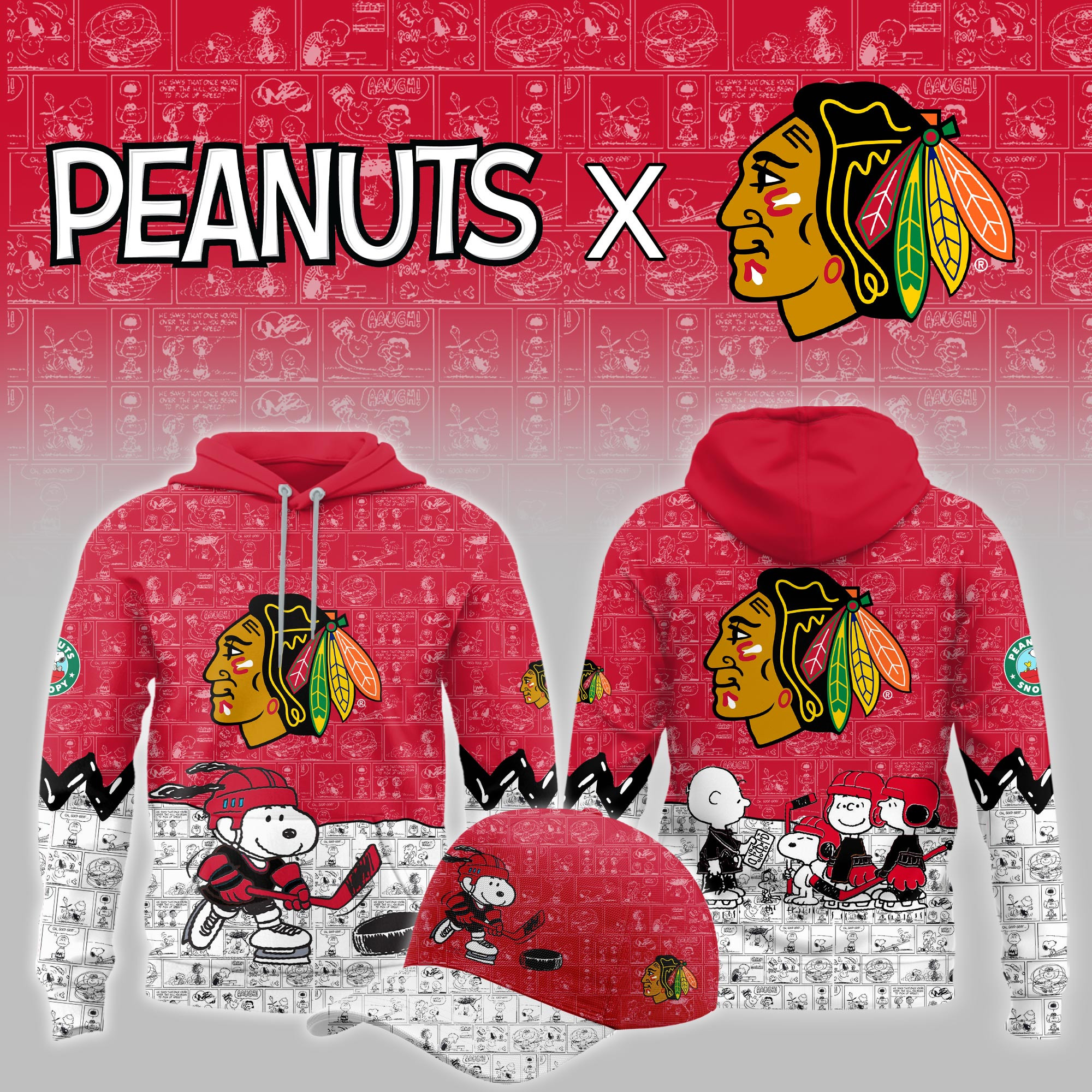 Chicago Blackhawks Peanuts Night Limited Hoodie PBLO7OJ