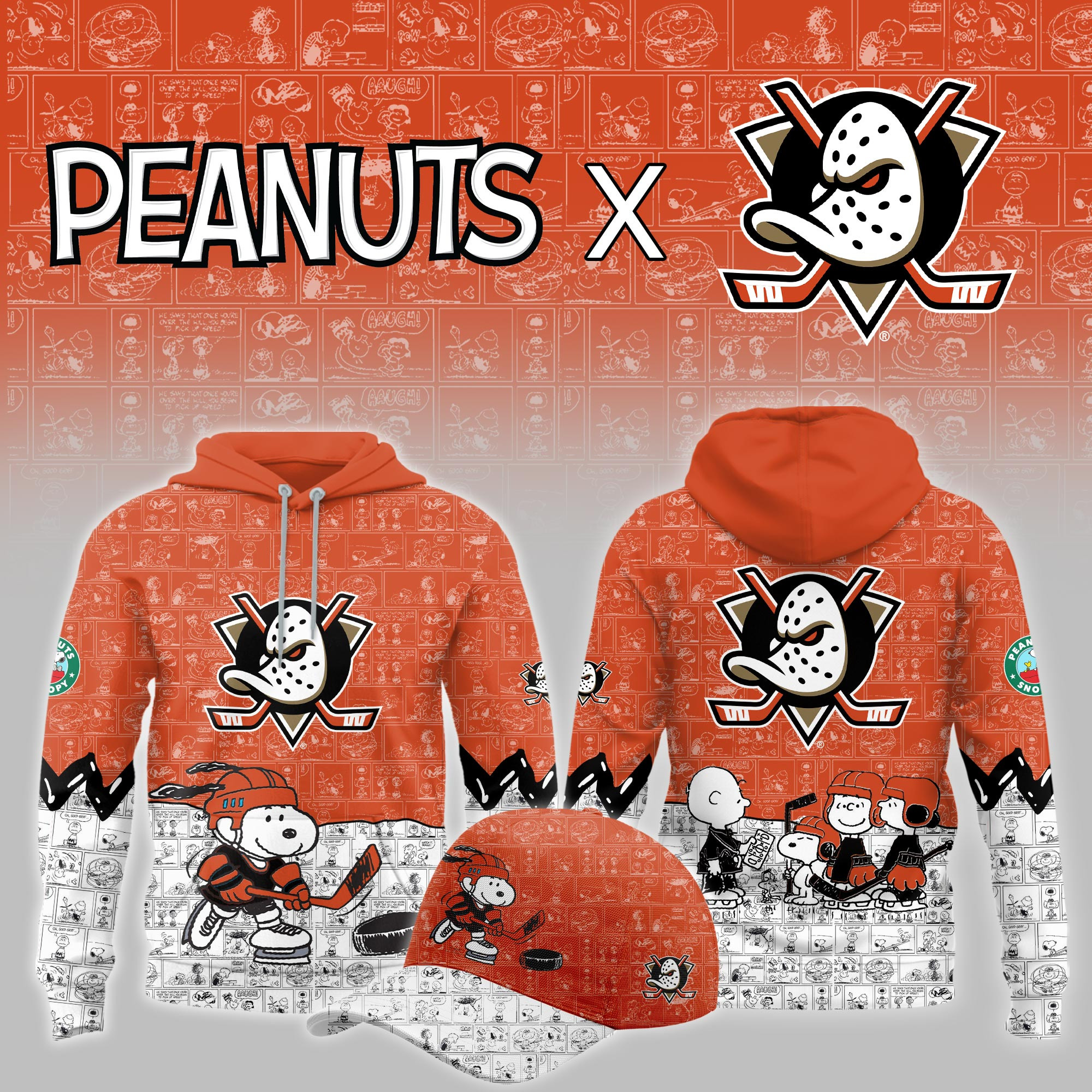 Anaheim Ducks Peanuts Night Limited Hoodie PBXDBMP