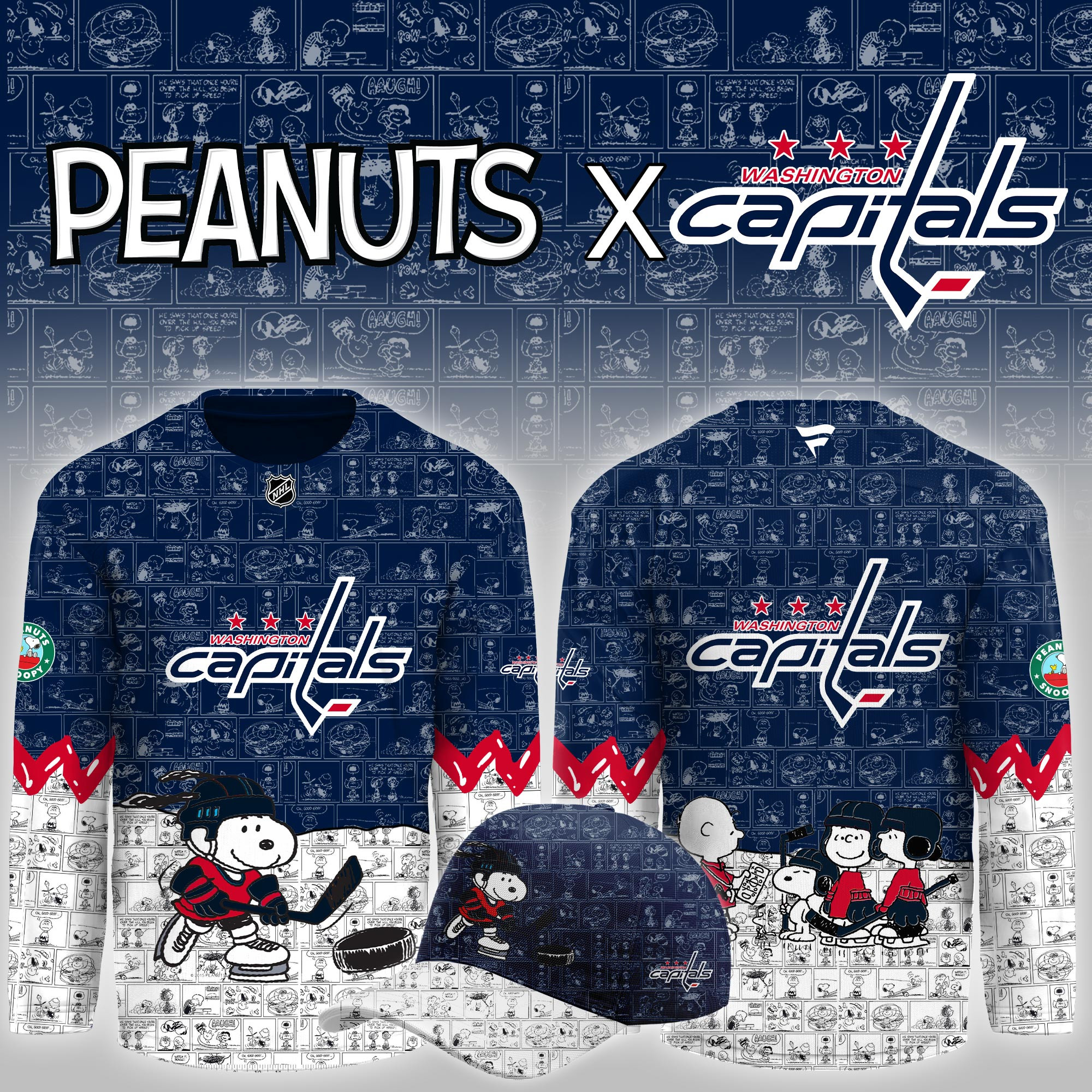 Washington Capitals Peanuts Night Limited Hockey Jersey PB72OMF