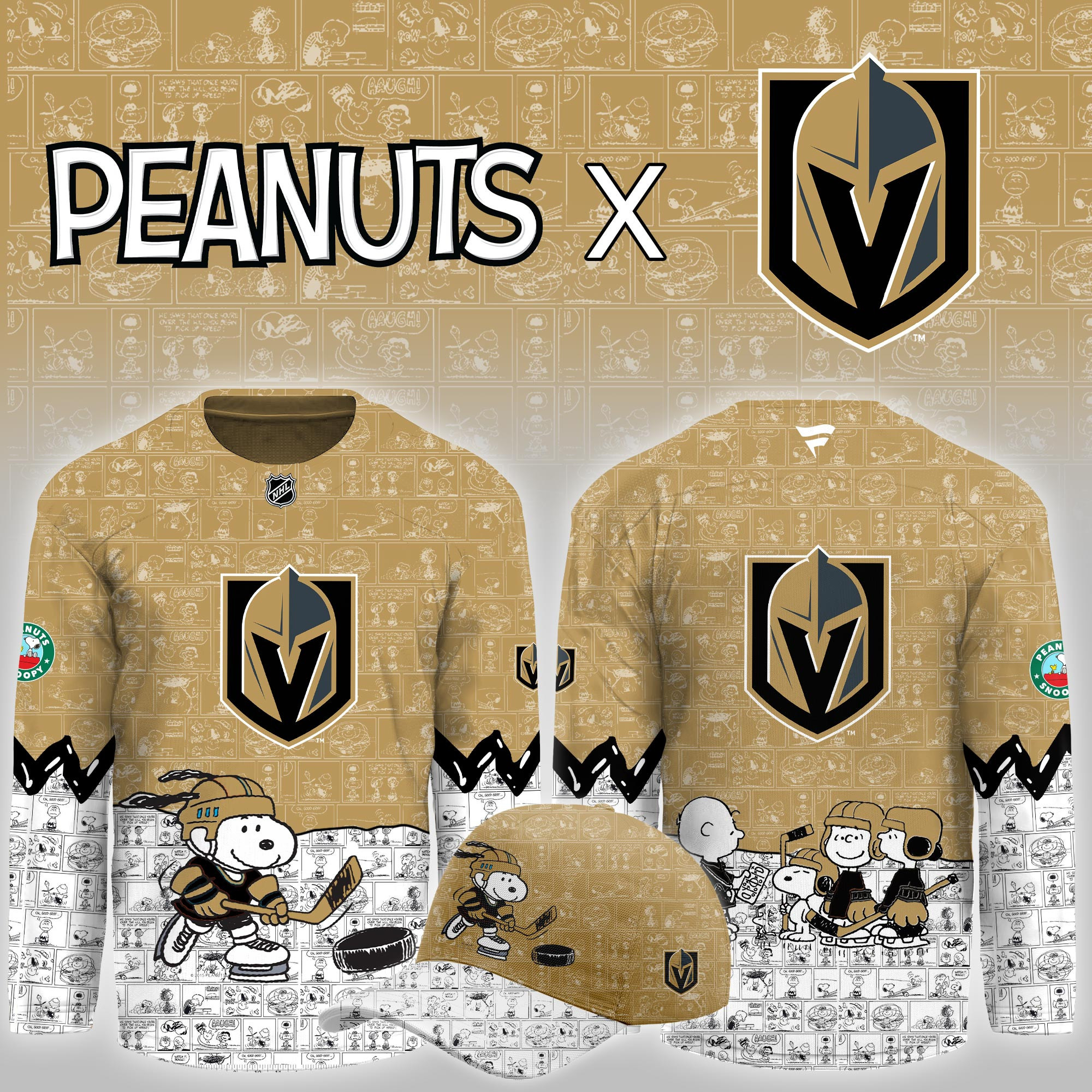 Vegas Golden Knights Peanuts Night Limited Hockey Jersey PBLZ71E