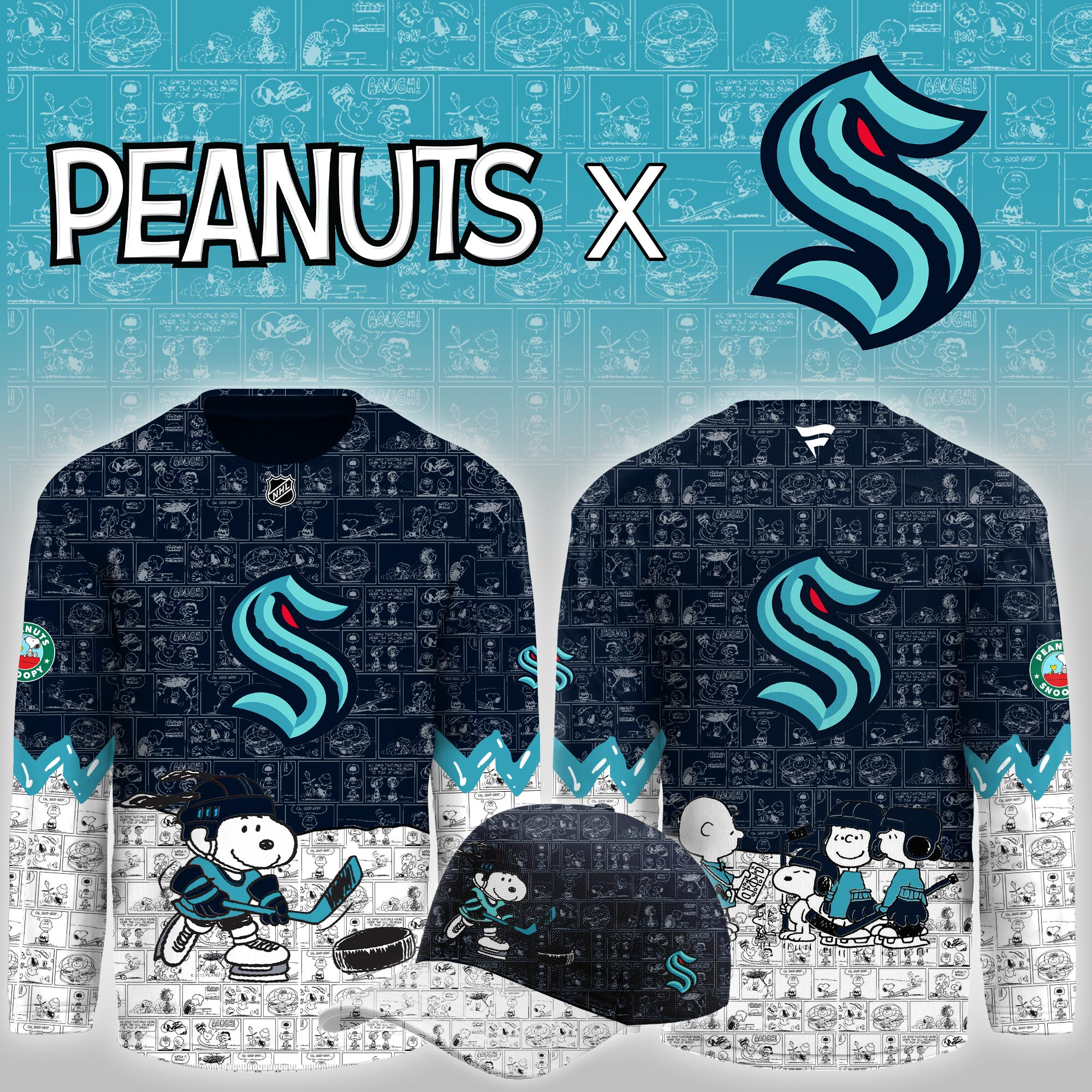Seattle Kraken Peanuts Night Limited Hockey Jersey PBS1US2