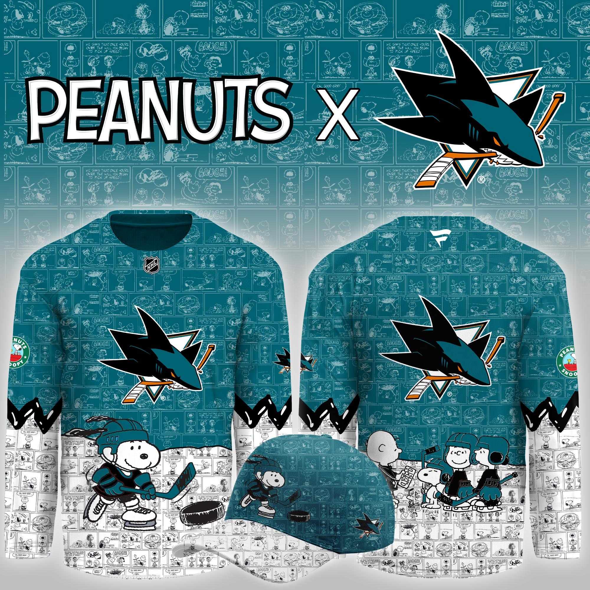 San Jose Sharks Peanuts Night Limited Hockey Jersey PBPE96J