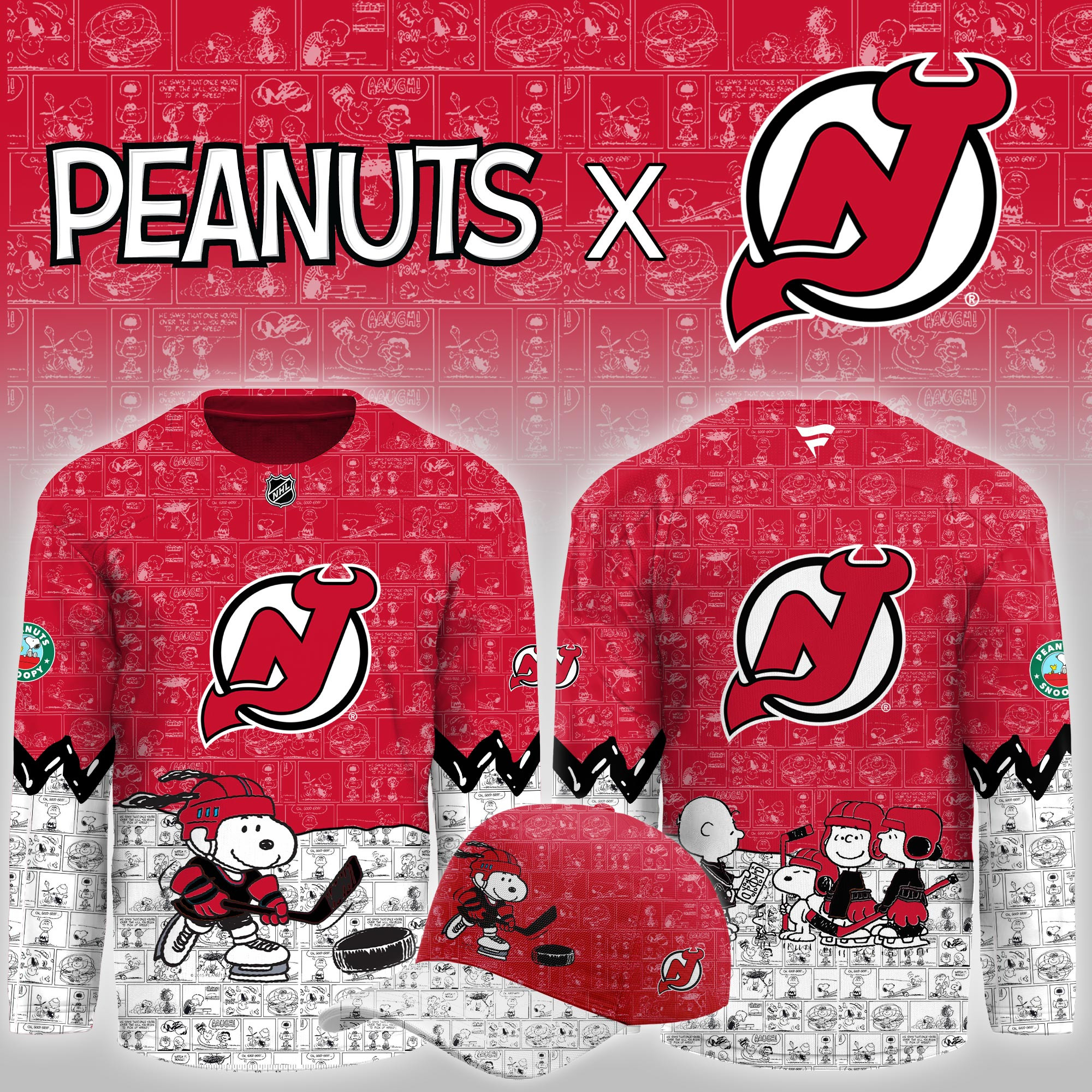 New Jersey Devils Peanuts Night Limited Hockey Jersey PBQI5J6