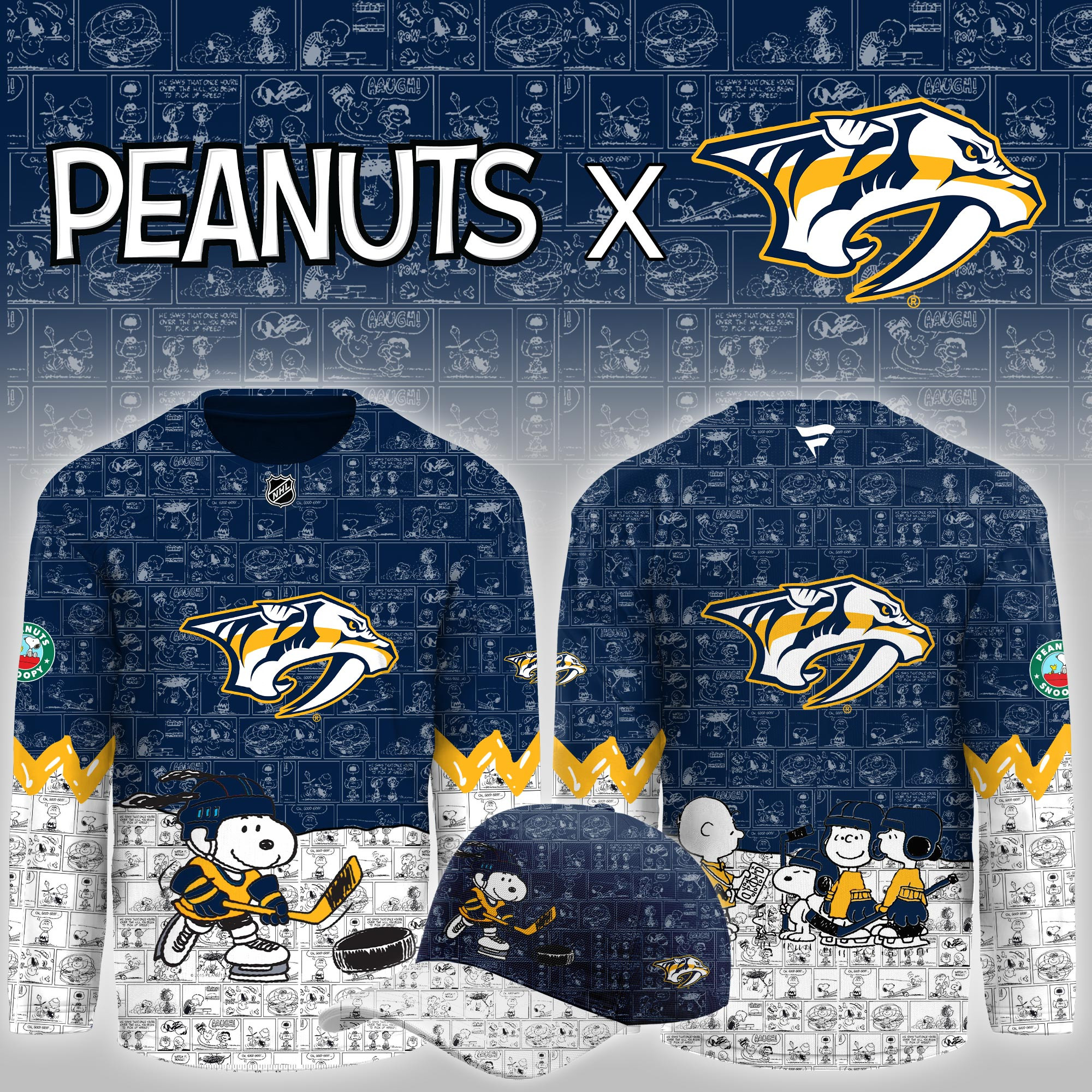 Nashville Predators Peanuts Night Limited Hockey Jersey PBKH4FK