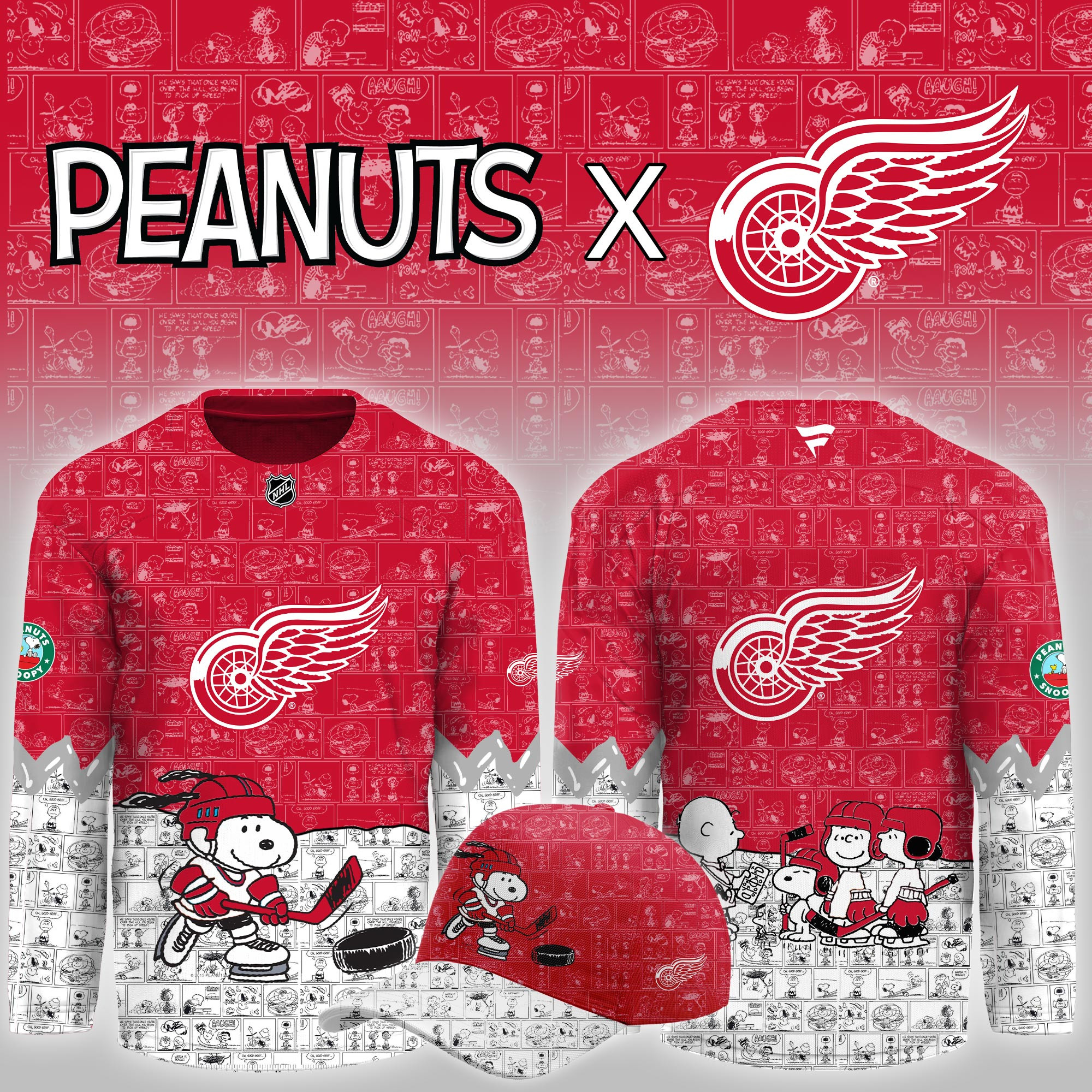 Detroit Red Wings Peanuts Night Limited Hockey Jersey PBZ57B6