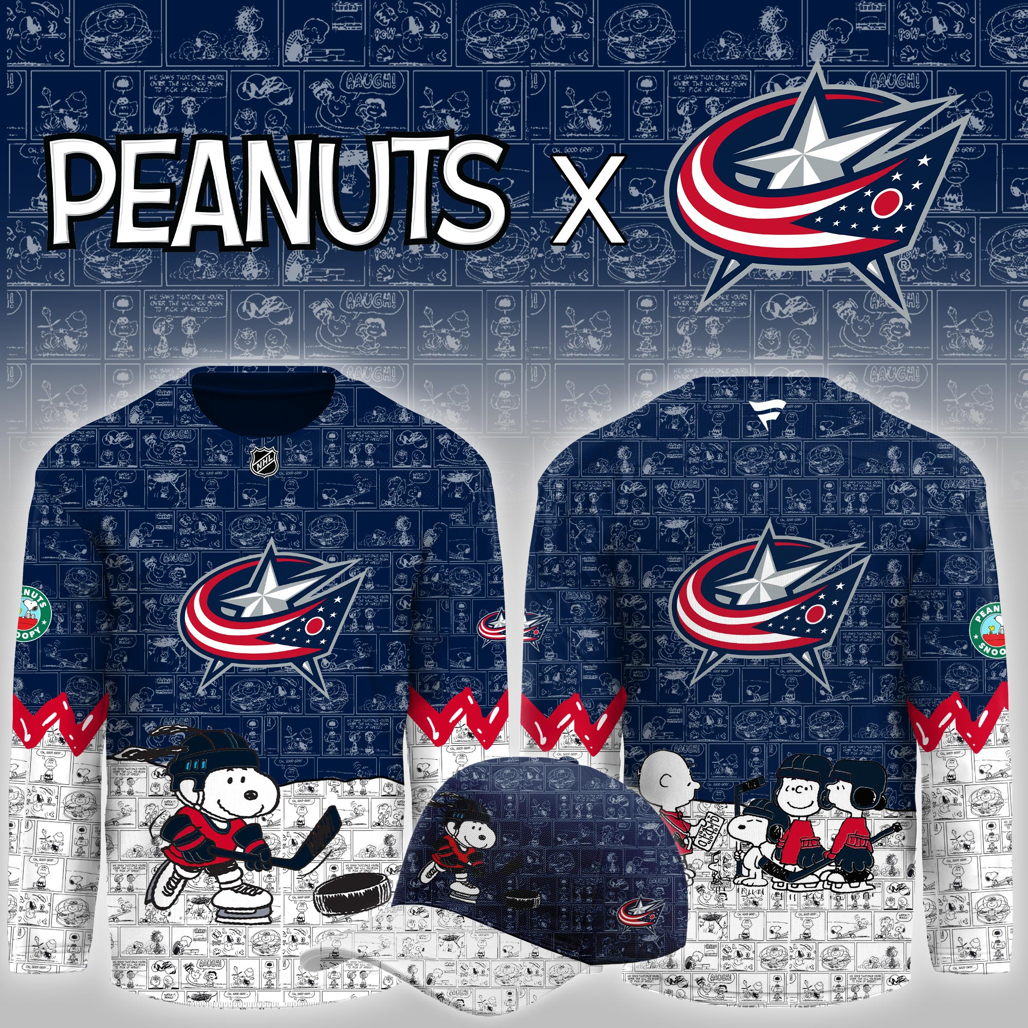 Columbus Blue Jackets Peanuts Night Limited Hockey Jersey PBUIGQG