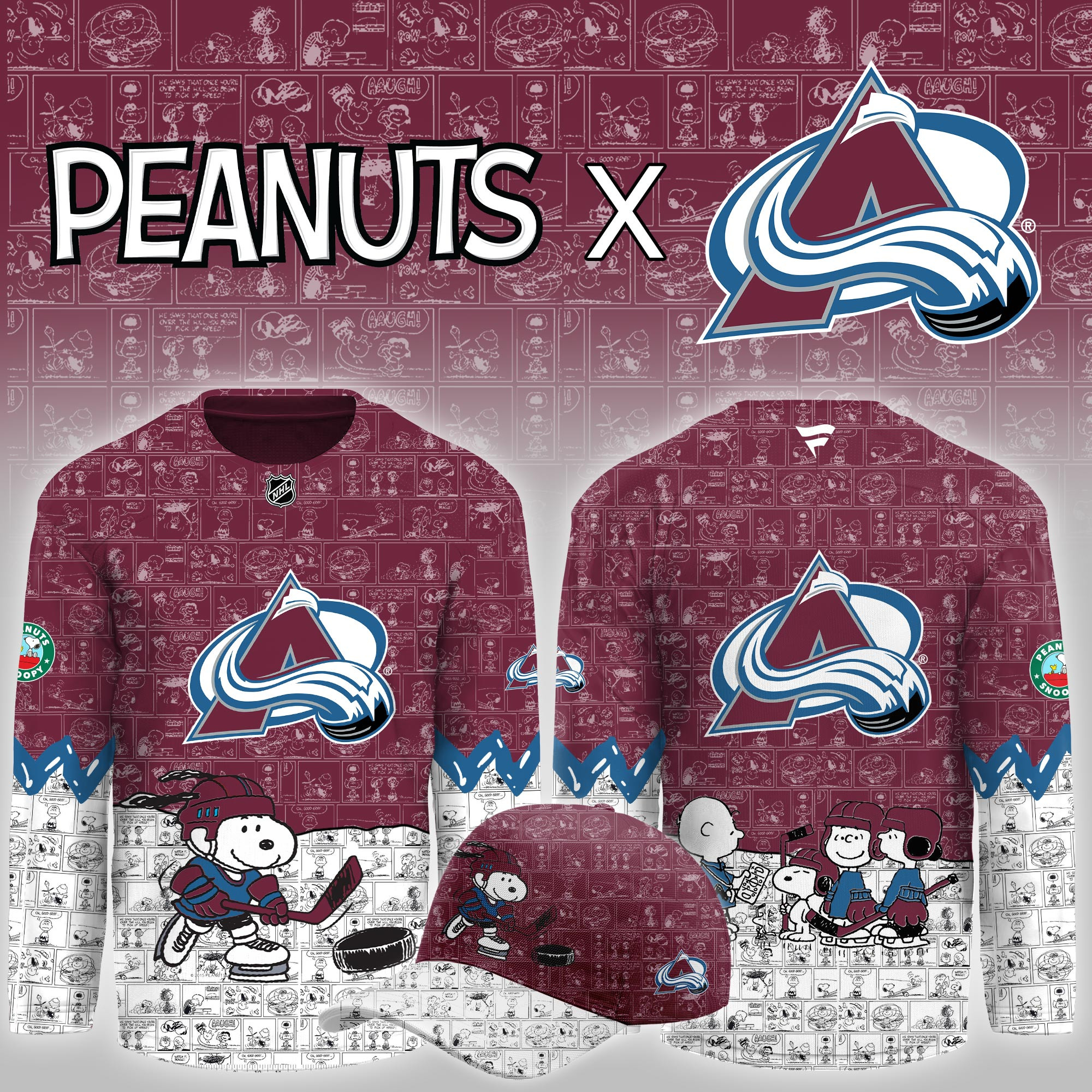 Colorado Avalanche Peanuts Night Limited Hockey Jersey PBQNRYA