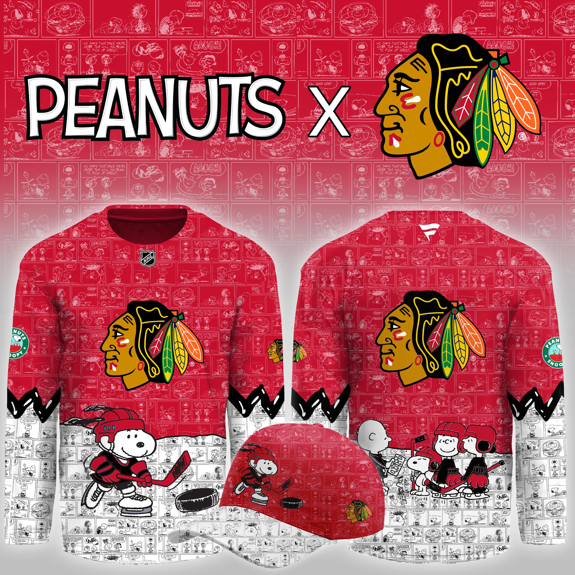 Chicago Blackhawks Peanuts Night Limited Hockey Jersey PBW9LMW