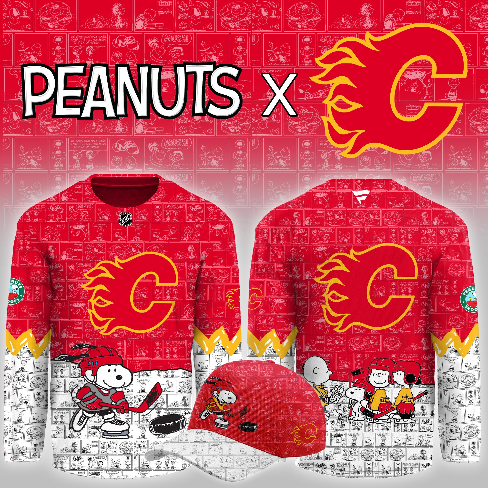 Calgary Flames Peanuts Night Limited Hockey Jersey PB6N0G2
