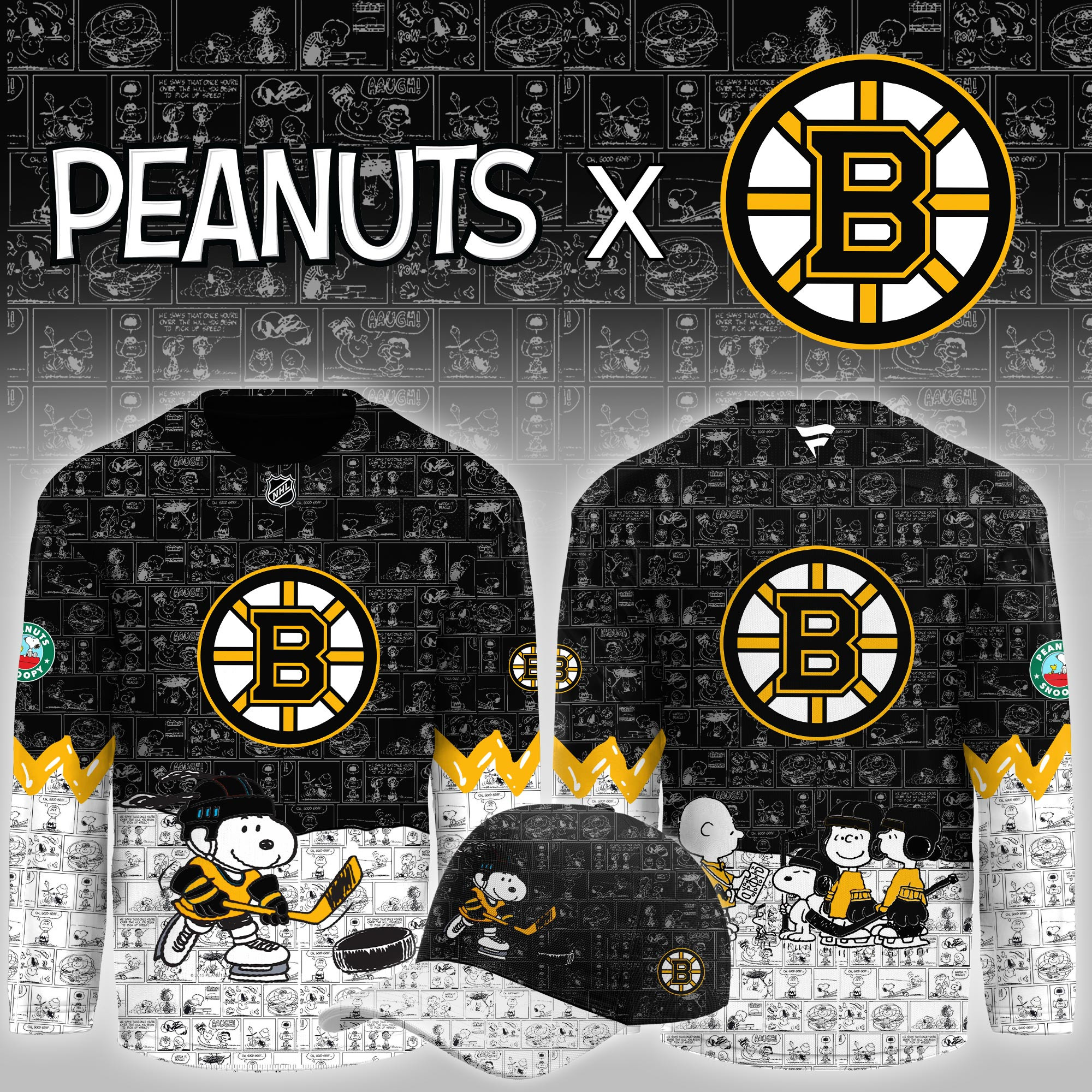 Boston Bruins Peanuts Night Limited Hockey Jersey PB8R0JZ