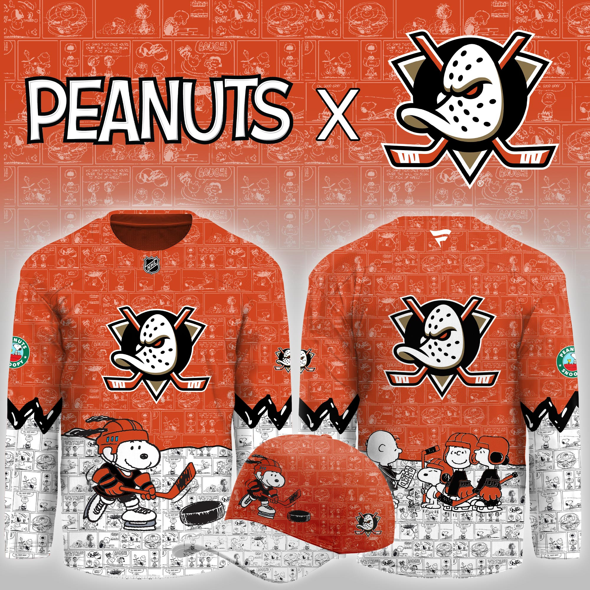 Anaheim Ducks Peanuts Night Limited Hockey Jersey PBZ2WCF
