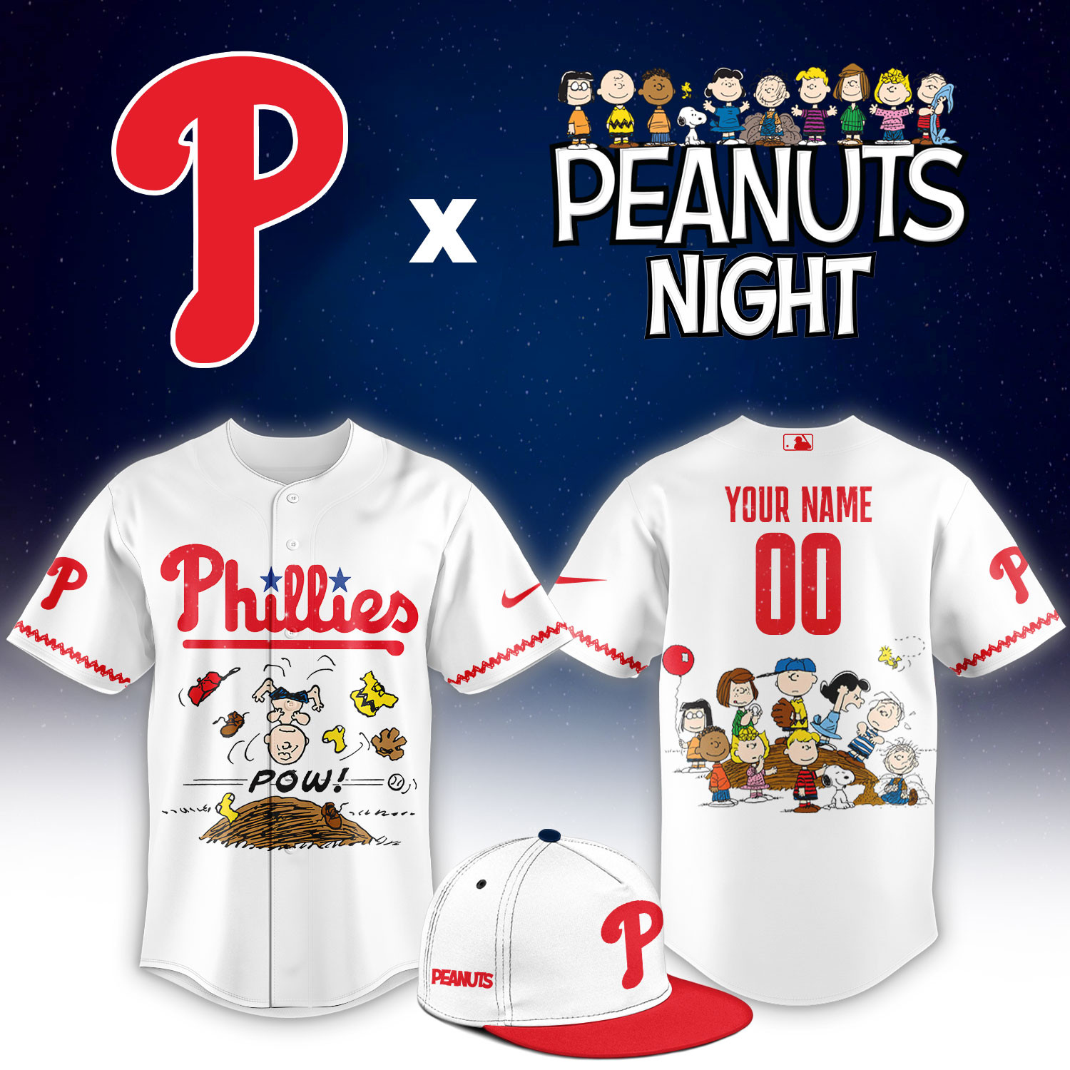 Philadelphia Phillies Peanuts Night Limited Custom Jersey PBOWY1W