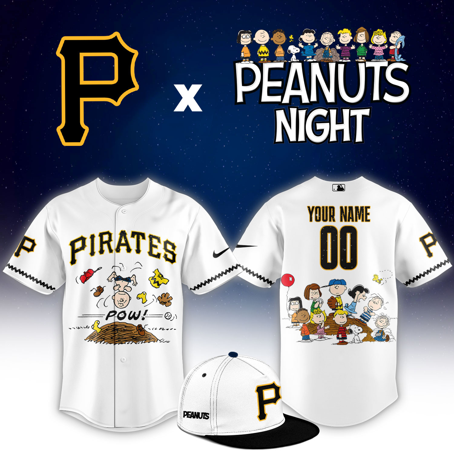 Pittsburgh Pirates Peanuts Night Limited Custom Jersey PB7QYA6