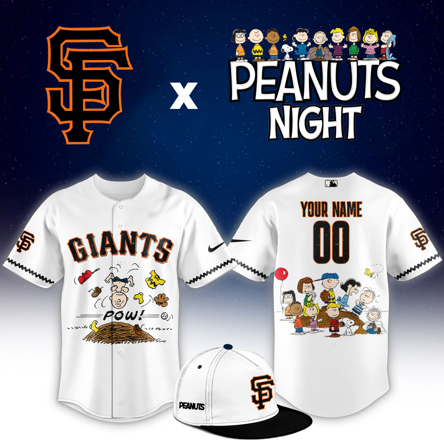 San Francisco Giants Peanuts Night Limited Custom Jersey PB52AFA