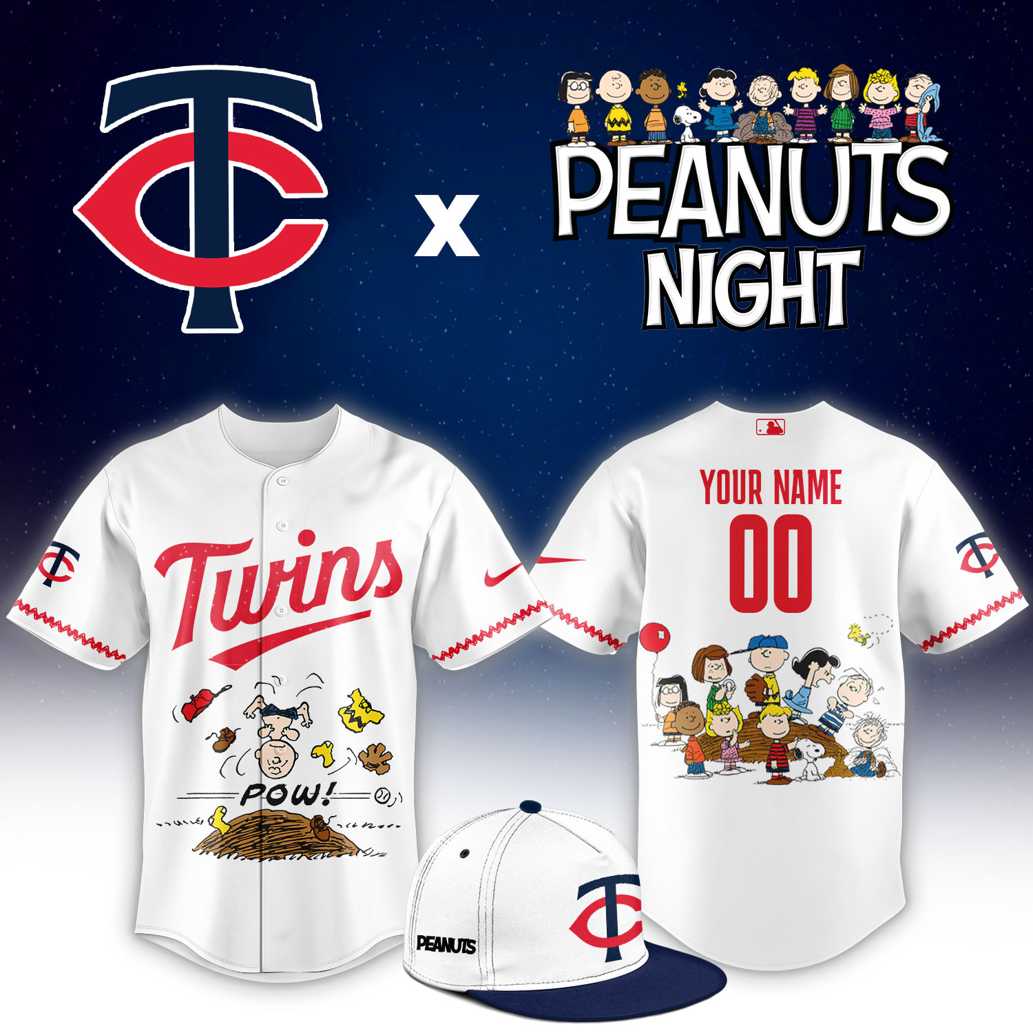 Minnesota Twins Peanuts Night Limited Custom Jersey PBHHJ2T