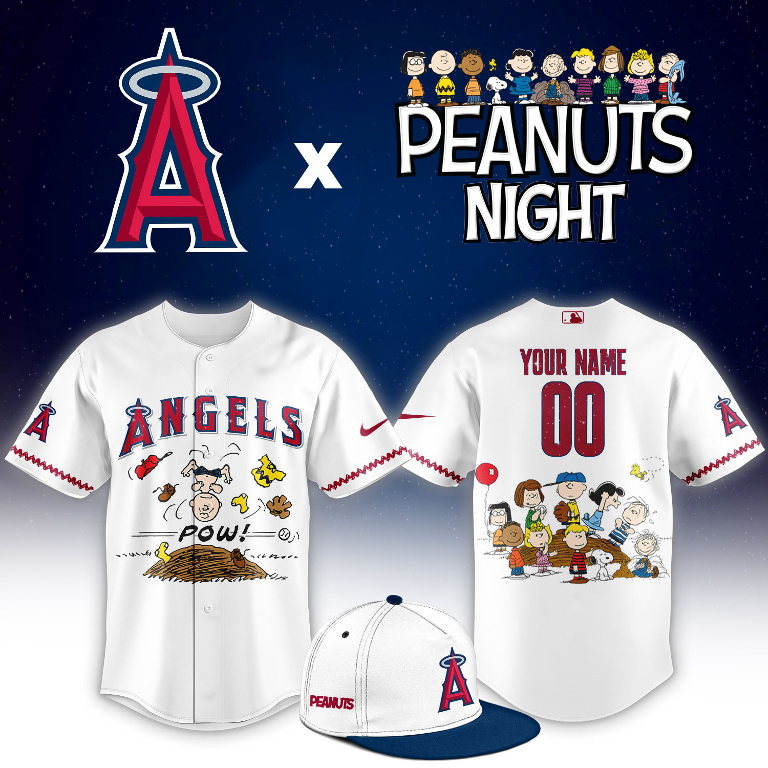 Los Angeles Angels Peanuts Night Limited Custom Jersey PB81Z1I