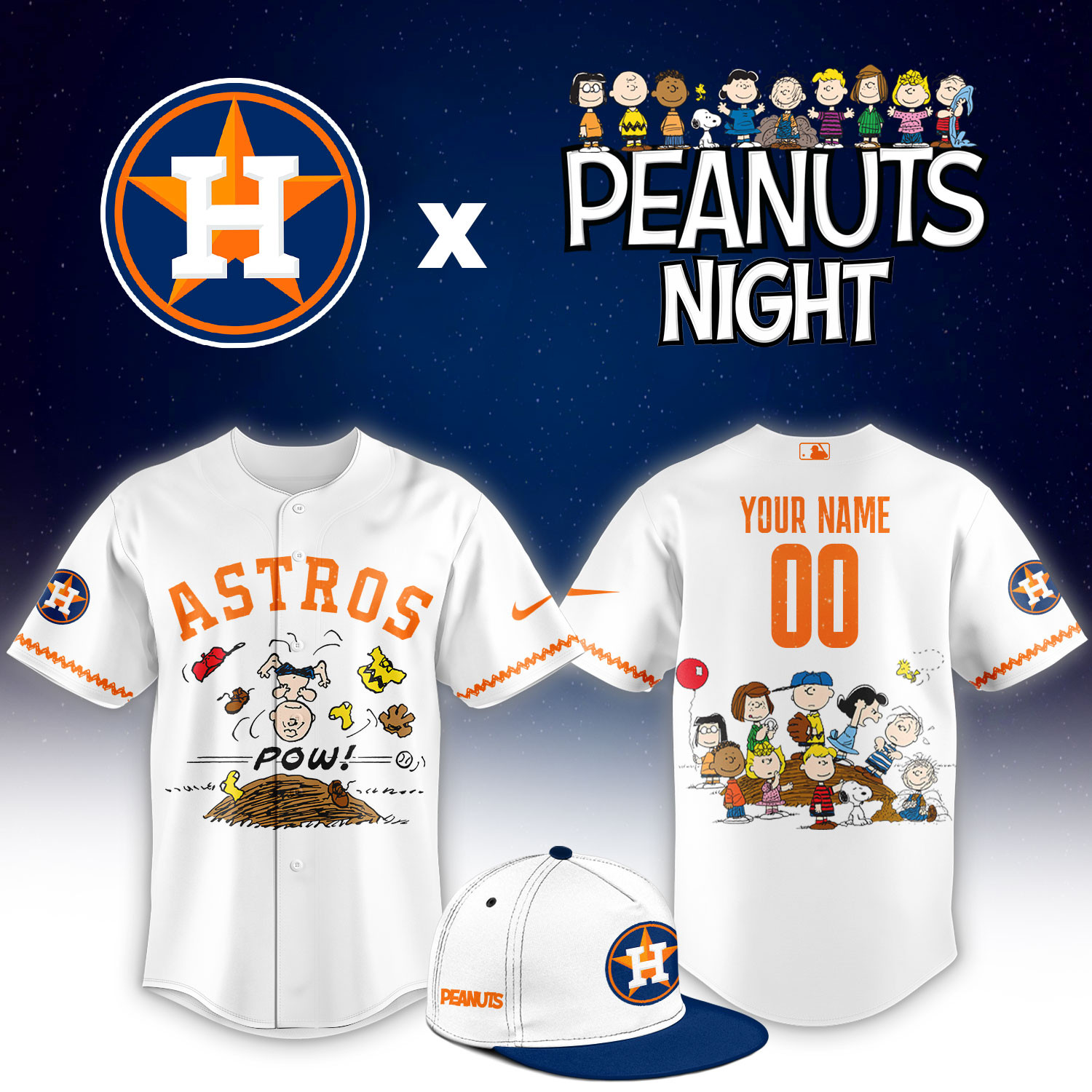 Houston Astros Peanuts Night Limited Custom Jersey PBDII56