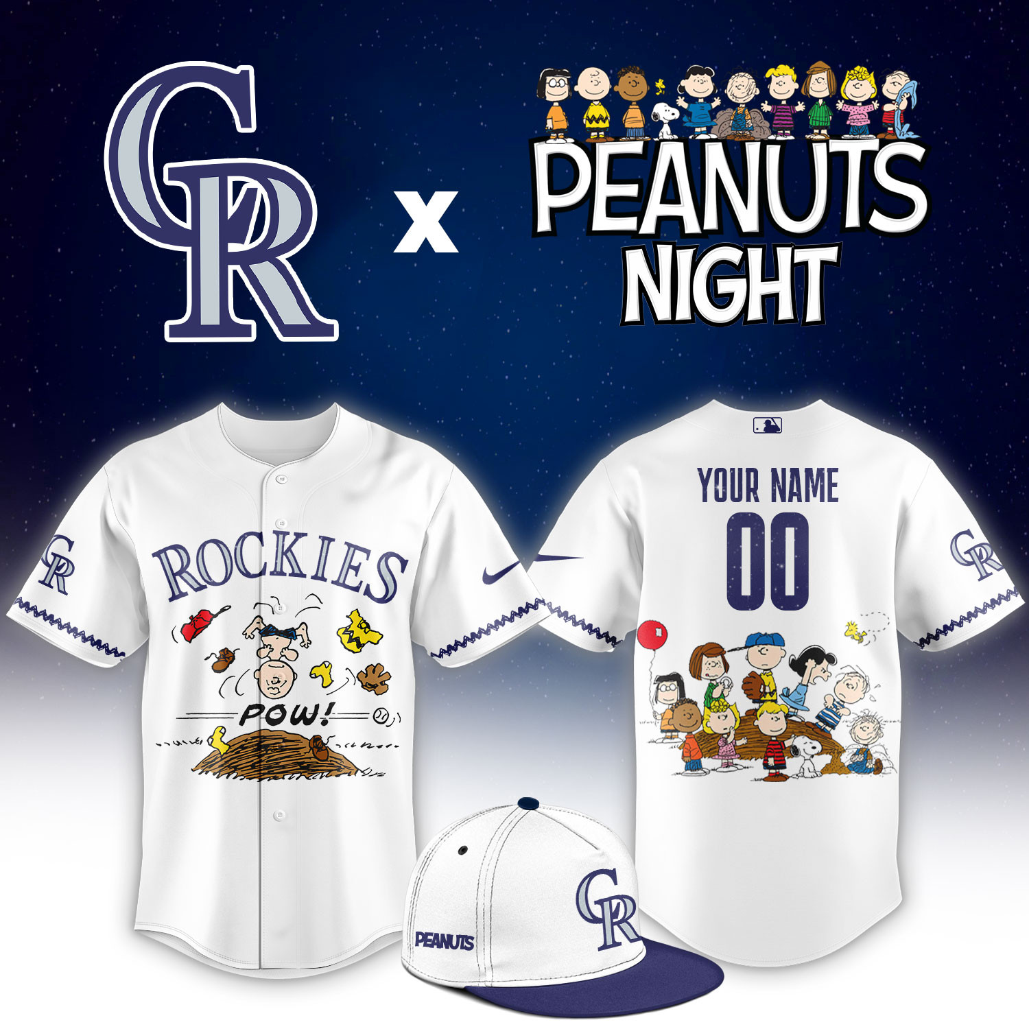 Colorado Rockies Peanuts Night Limited Custom Jersey PB2YP05