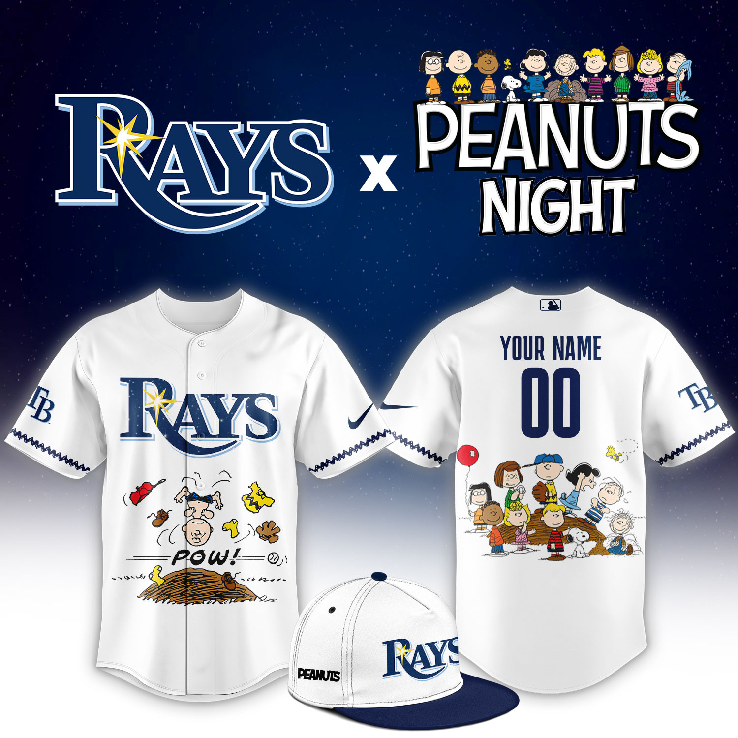 Tampa Bay Rays Peanuts Night Limited Custom Jersey PB3WLKP