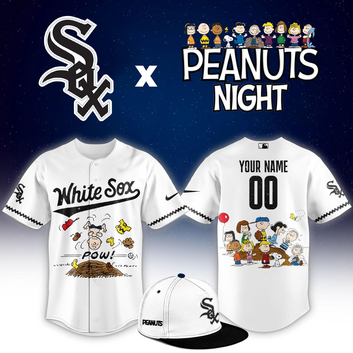 Chicago White Sox Peanuts Night Limited Custom Jersey PBKQDZ9