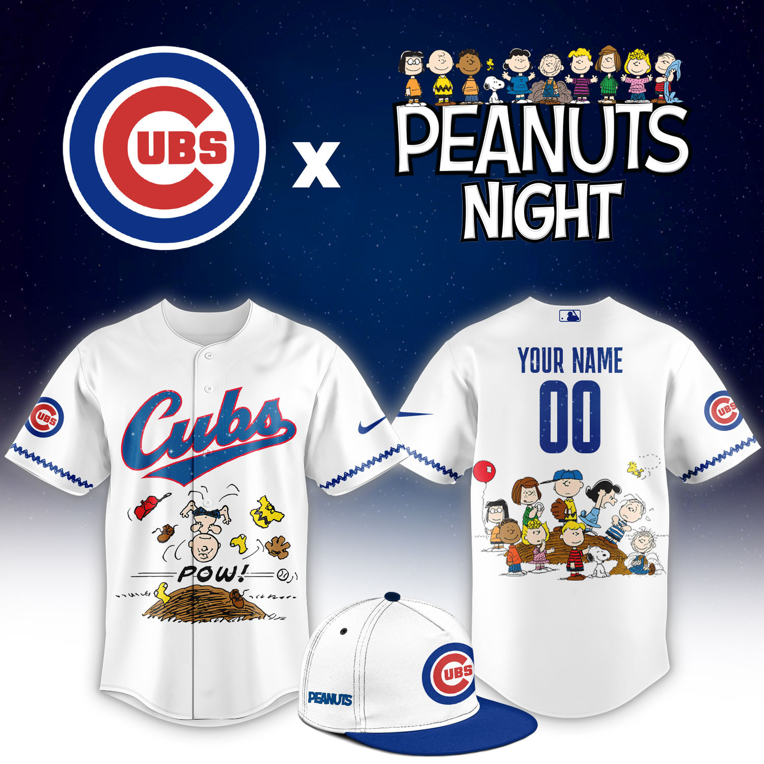 Chicago Cubs Peanuts Night Limited Custom Jersey PBIZTWJ