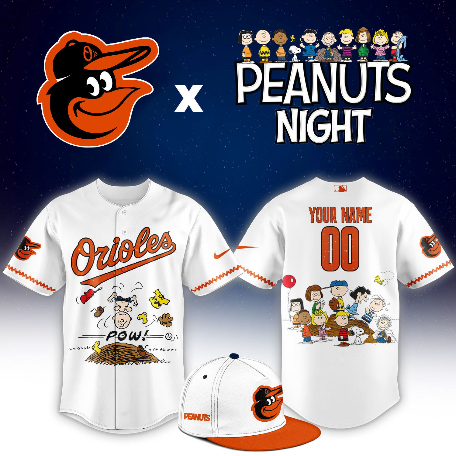 Baltimore Orioles Peanuts Night Limited Custom Jersey PBJOZIW