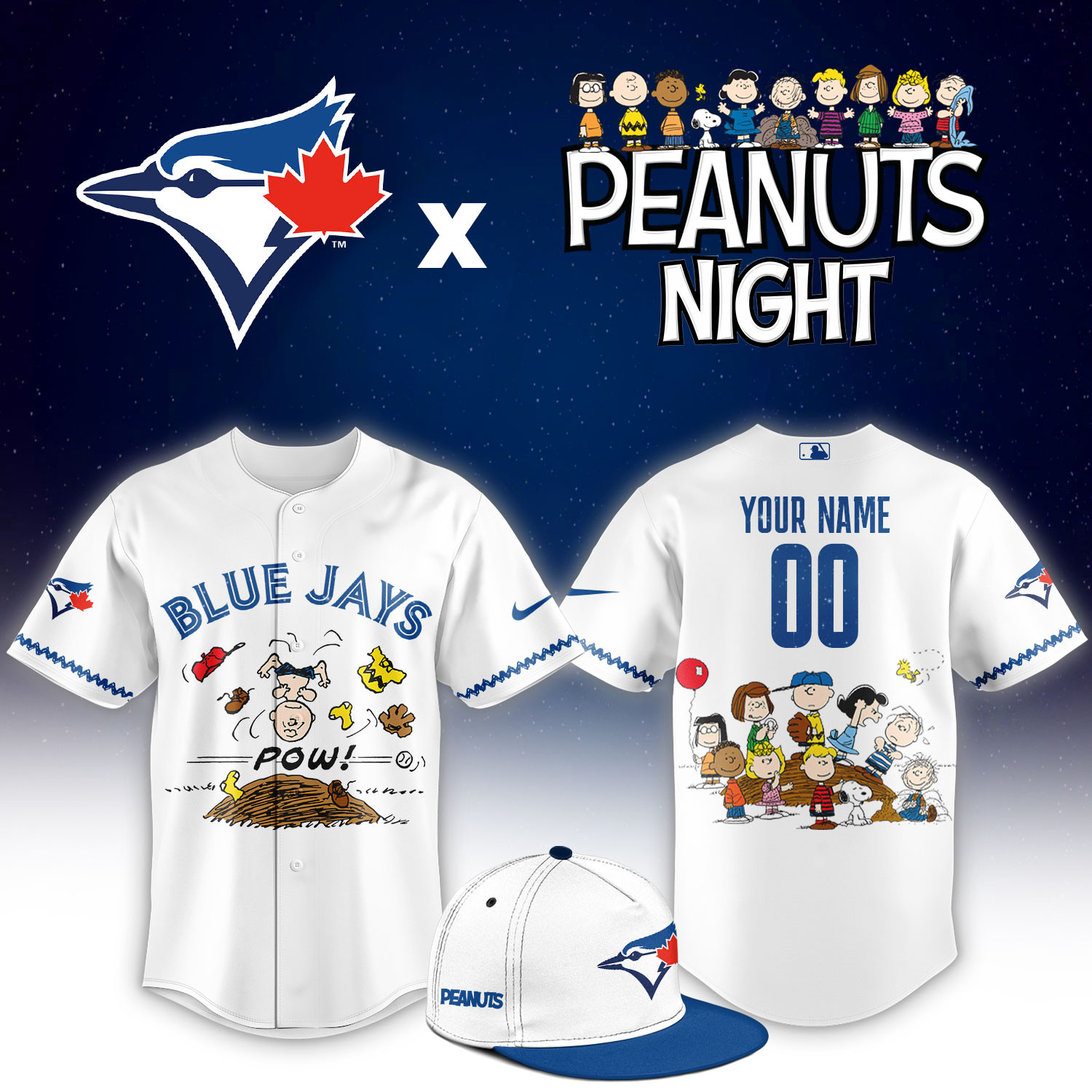 Toronto Blue Jays Jays Peanuts Night Limited Custom Jersey PBF0DHO