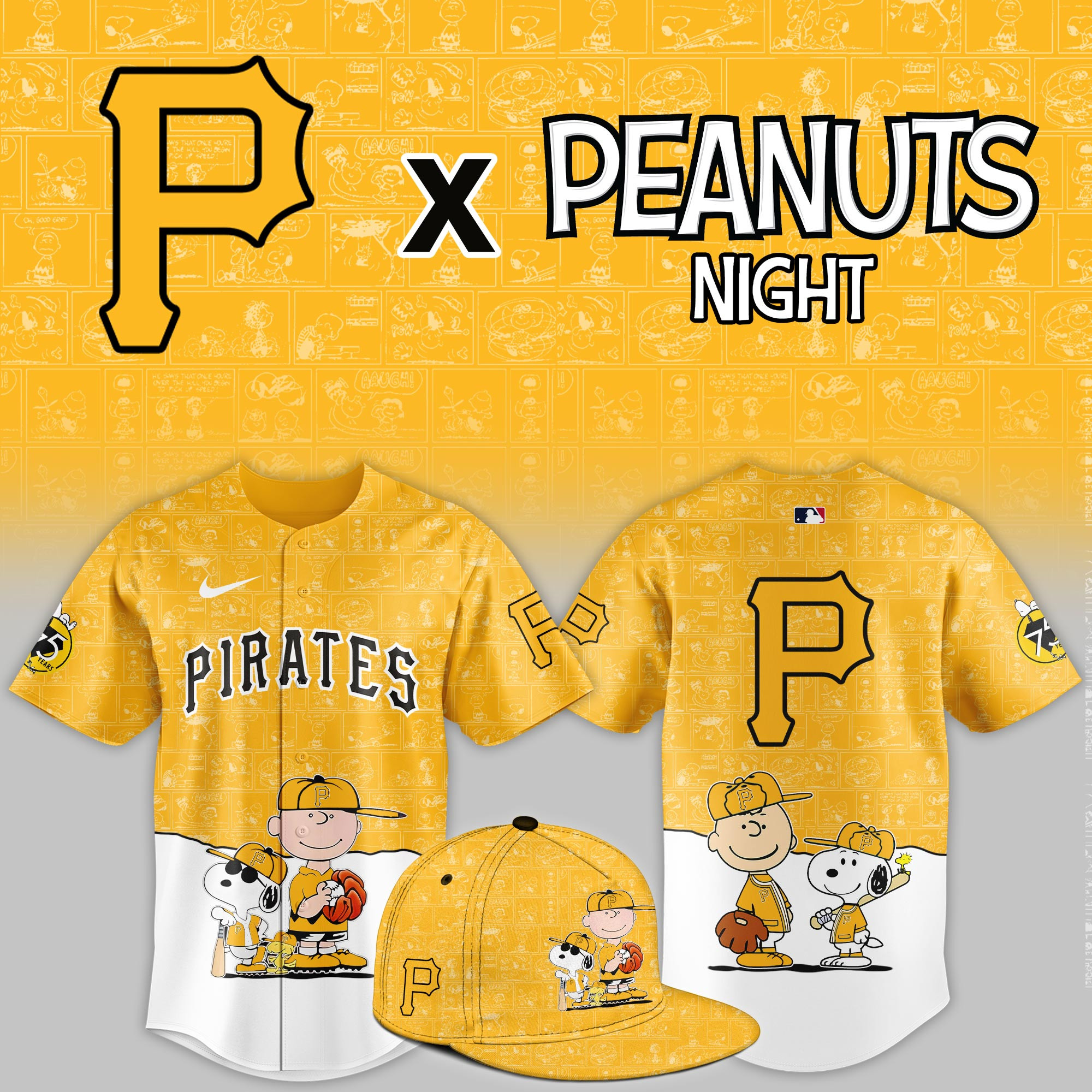 Pittsburgh Pirates Peanuts Night Limited Jersey PB4FVUF