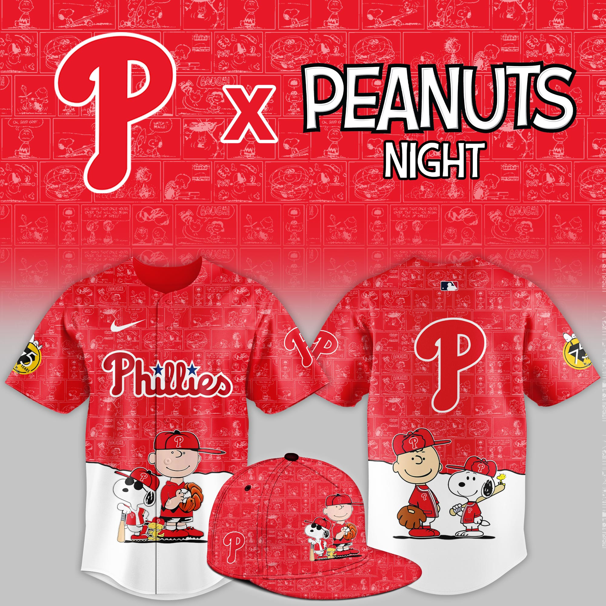 Philadelphia Phillies Peanuts Night Game Limited Jersey PBKBD0W