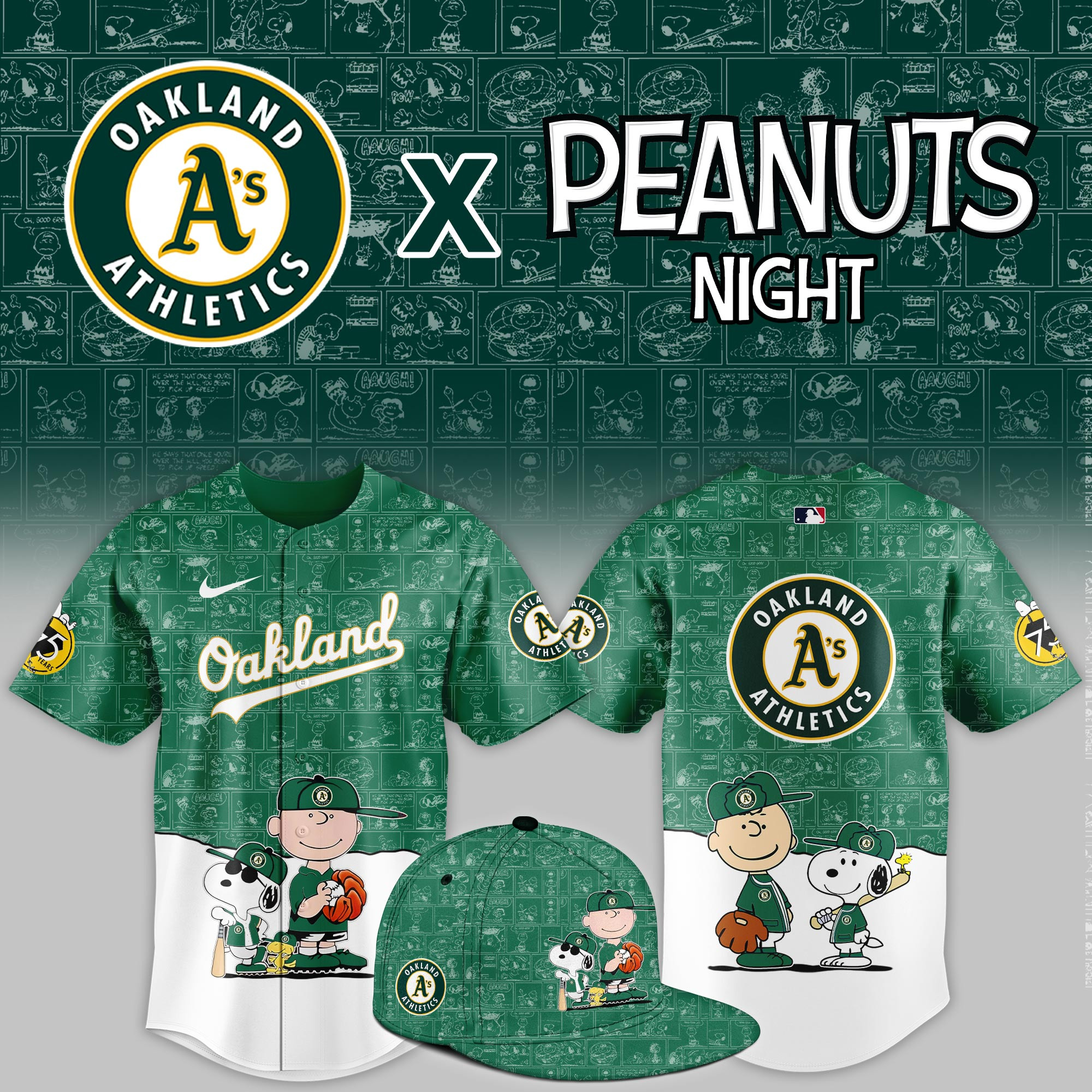 Oakland Athletics Peanuts Night Limited Jersey PBT5I4H