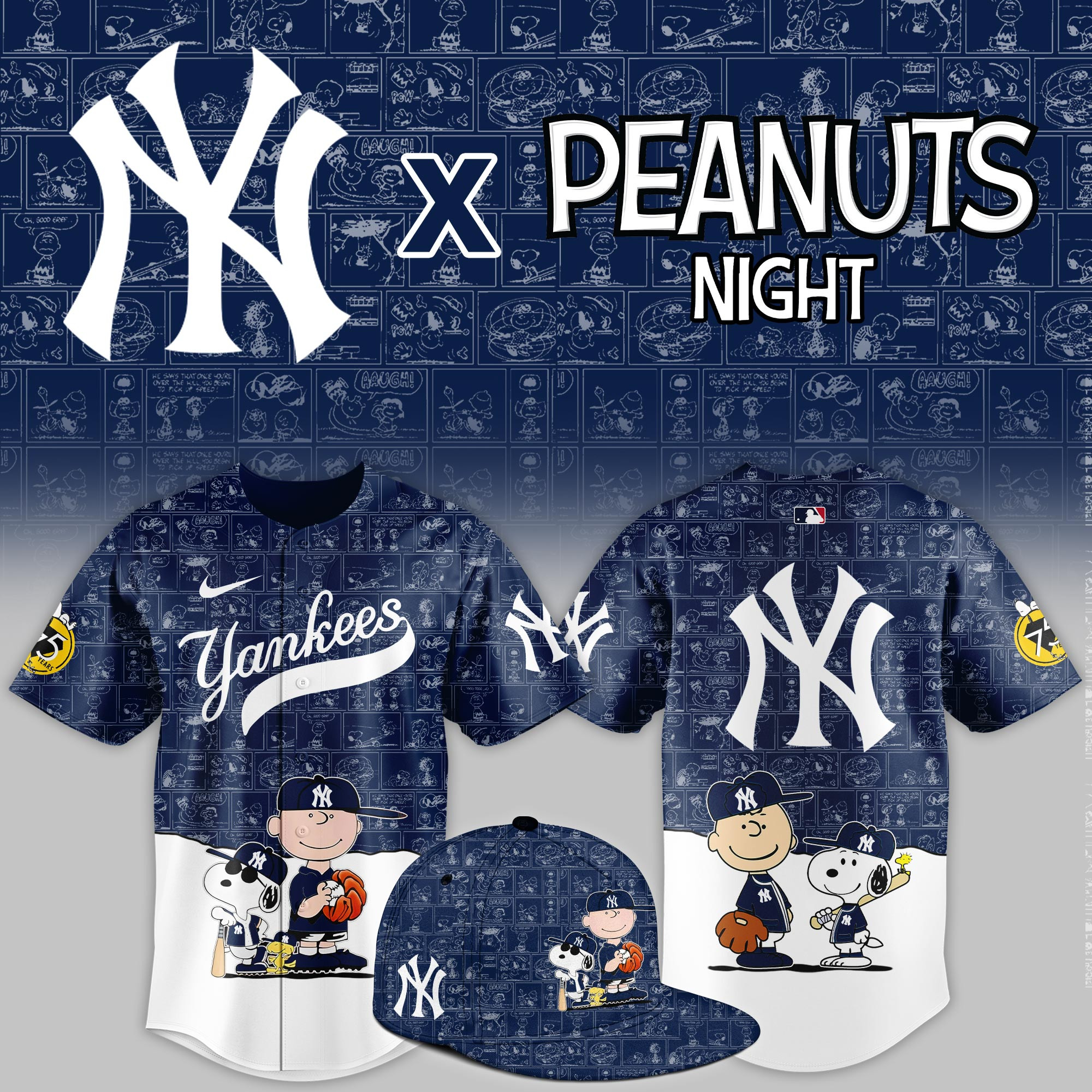 New York Yankees Peanuts Theme Night Limited Jersey PBHF1W2
