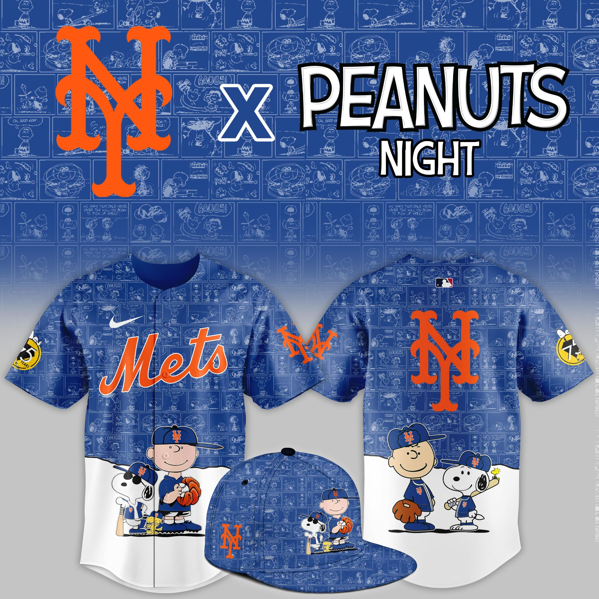 New York Mets Peanuts Night Limited Jersey PBX43PH