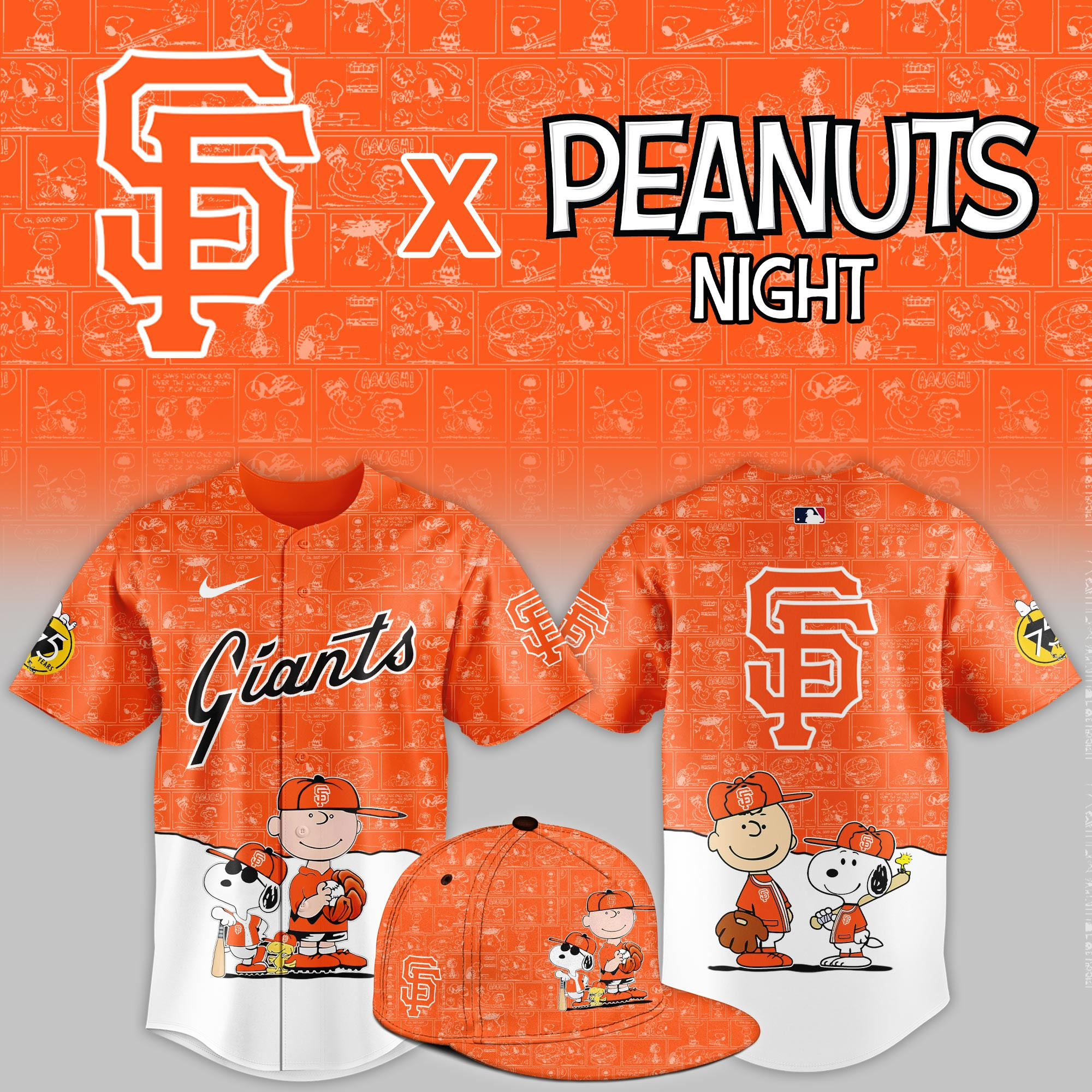 San Francisco Giants Peanuts Theme Night Limited Jersey PBF8ZOA