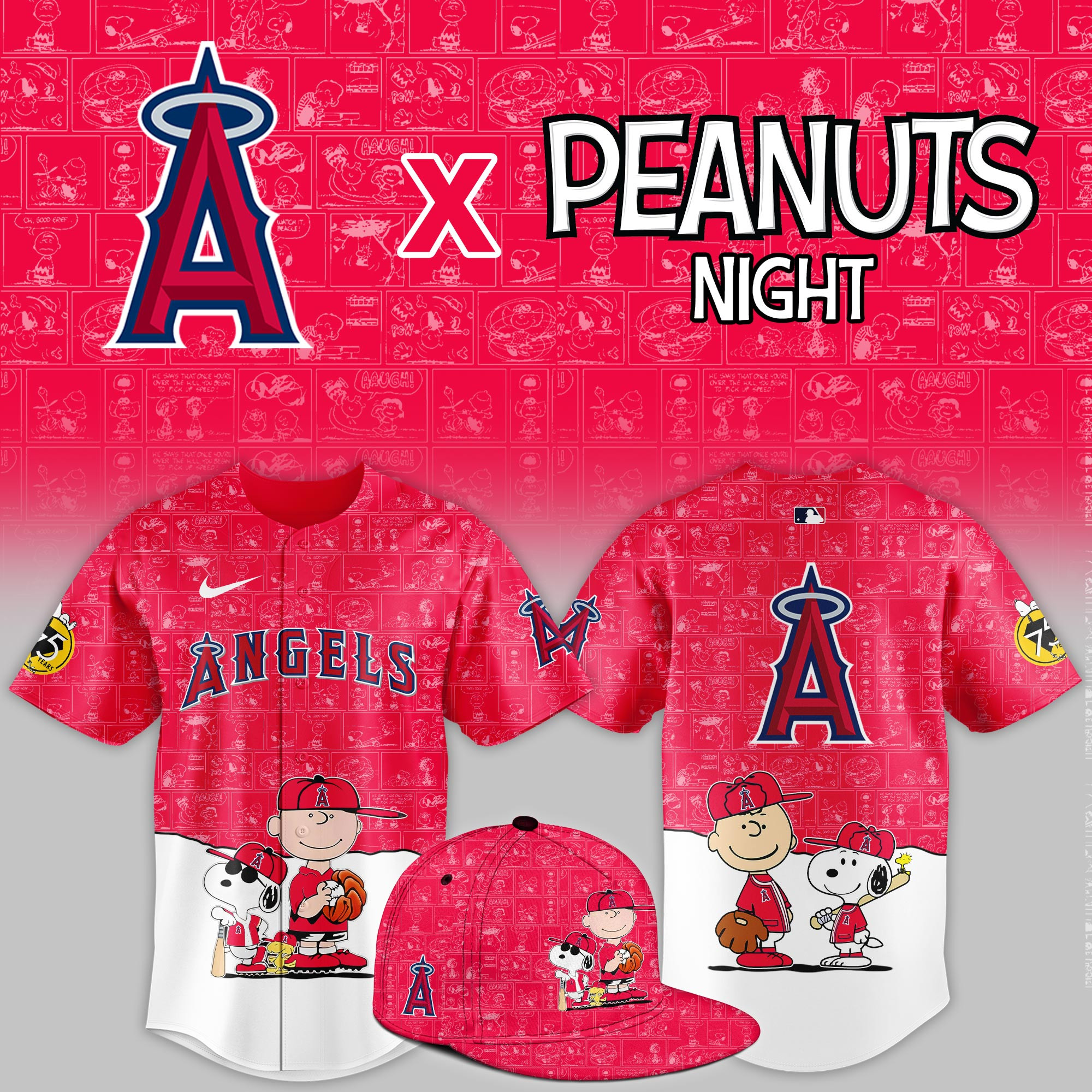 Los Angeles Angels Peanuts Night Event Limited Jersey PBOYQH9