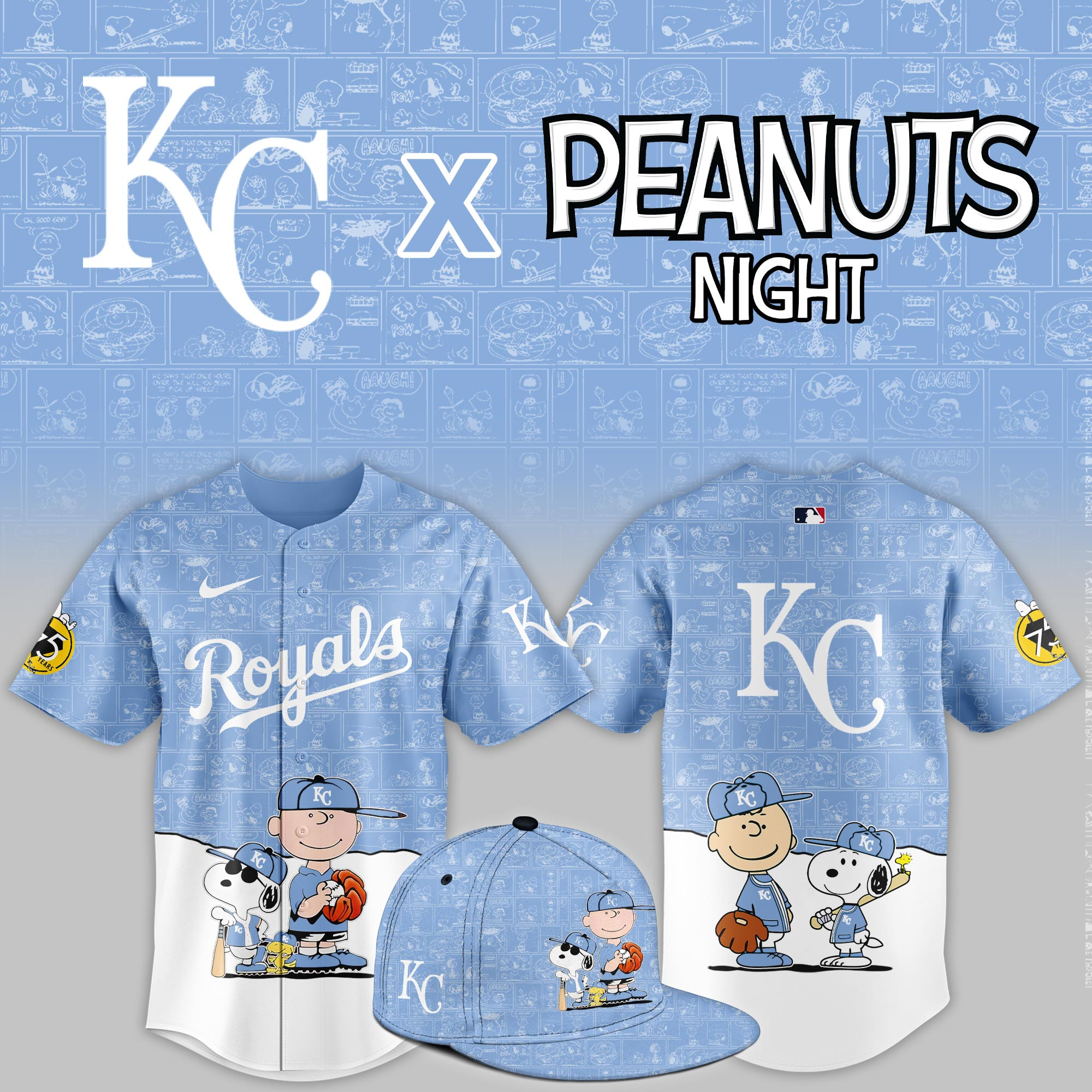 Kansas City Royals Peanuts Night Limited Jersey PBT5Q51