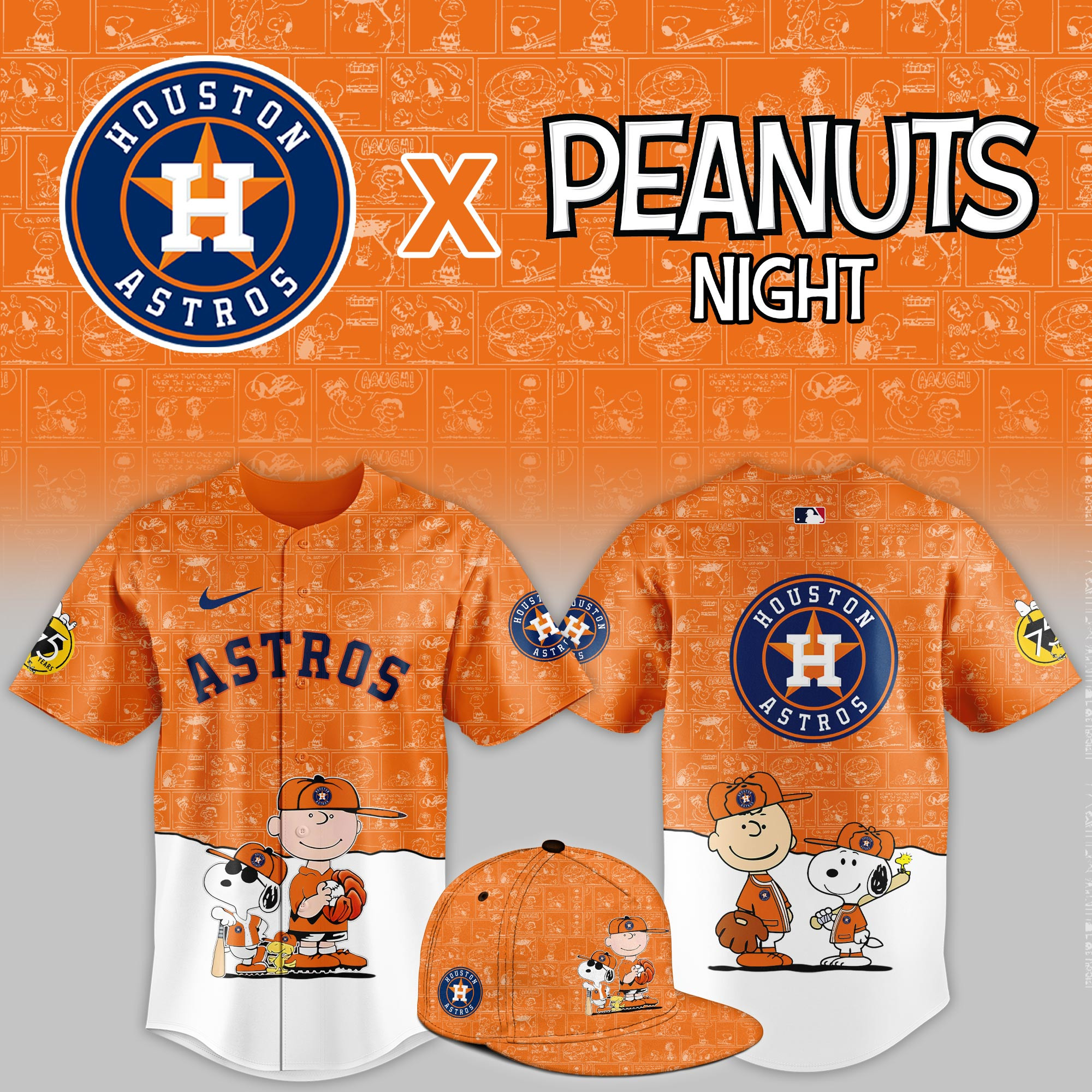 Houston Astros Peanuts Night Event Limited Jersey PBUHX6E