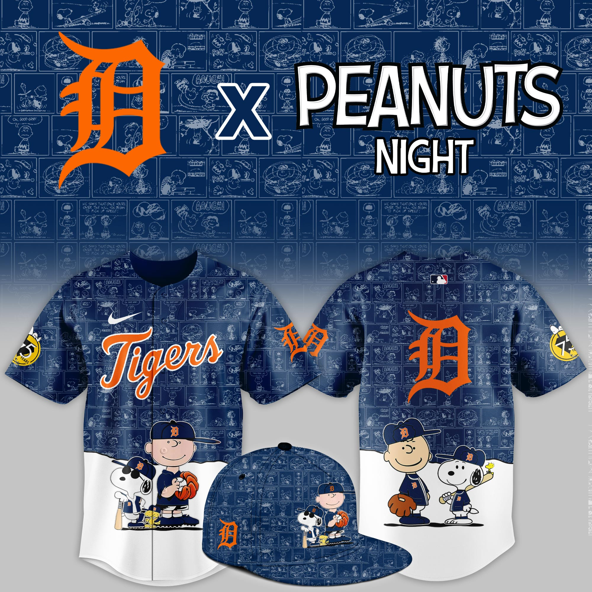 Detroit Tigers Peanuts Night Event Limited Jersey PBBU1JO