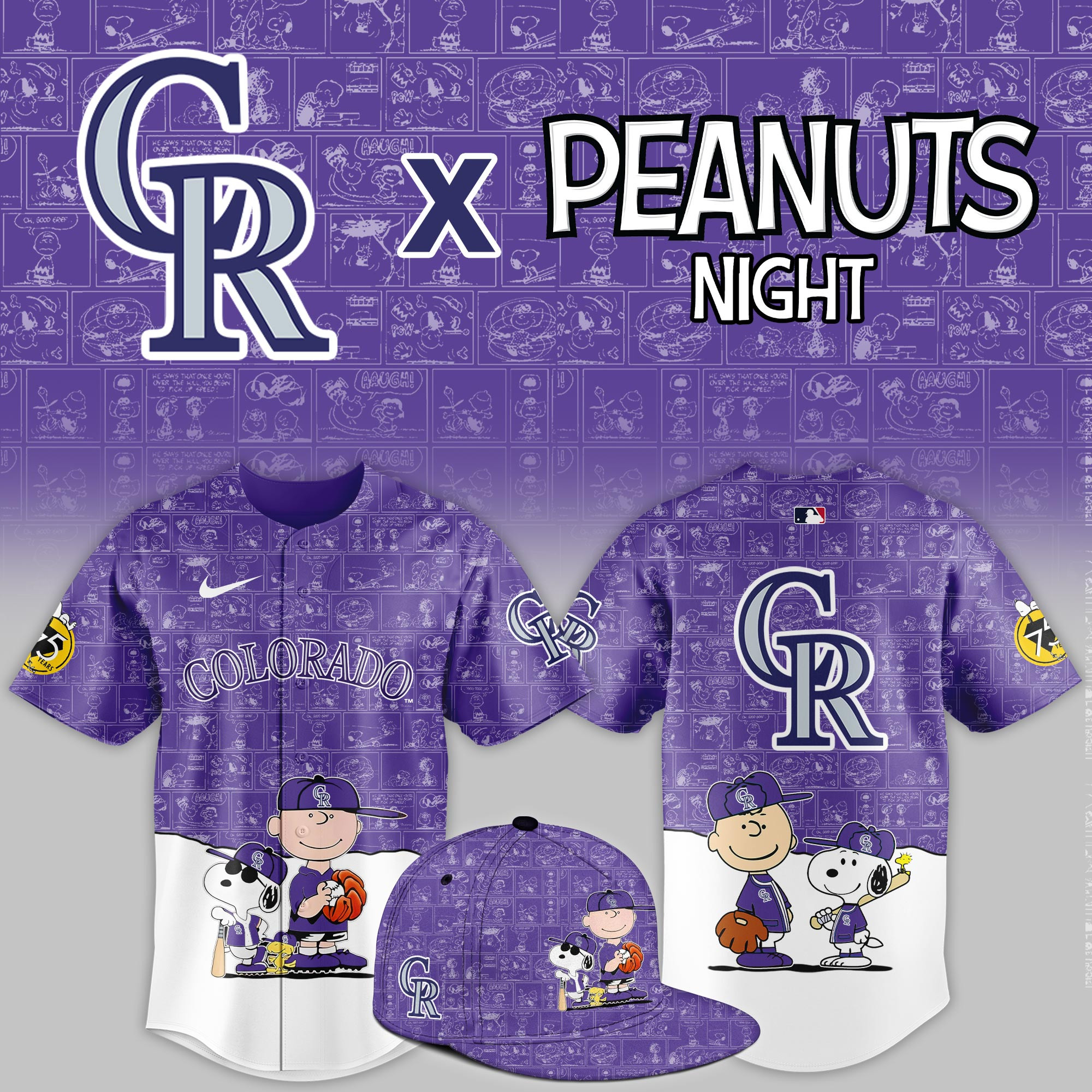 Colorado Rockies Peanuts Night Event Limited Jersey PBYA182