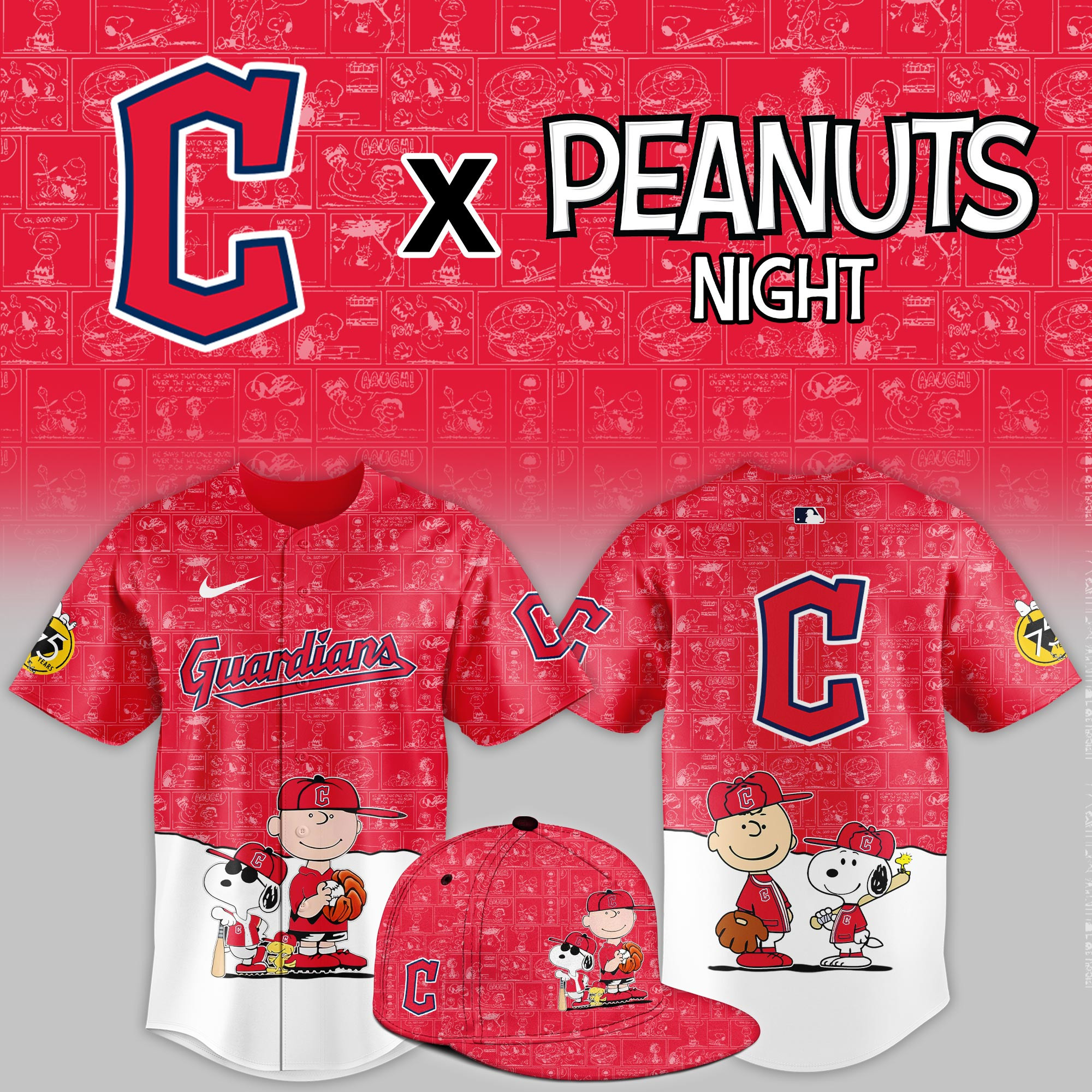 Cleveland Guardians Peanuts Night Game Limited Jersey PBZA483