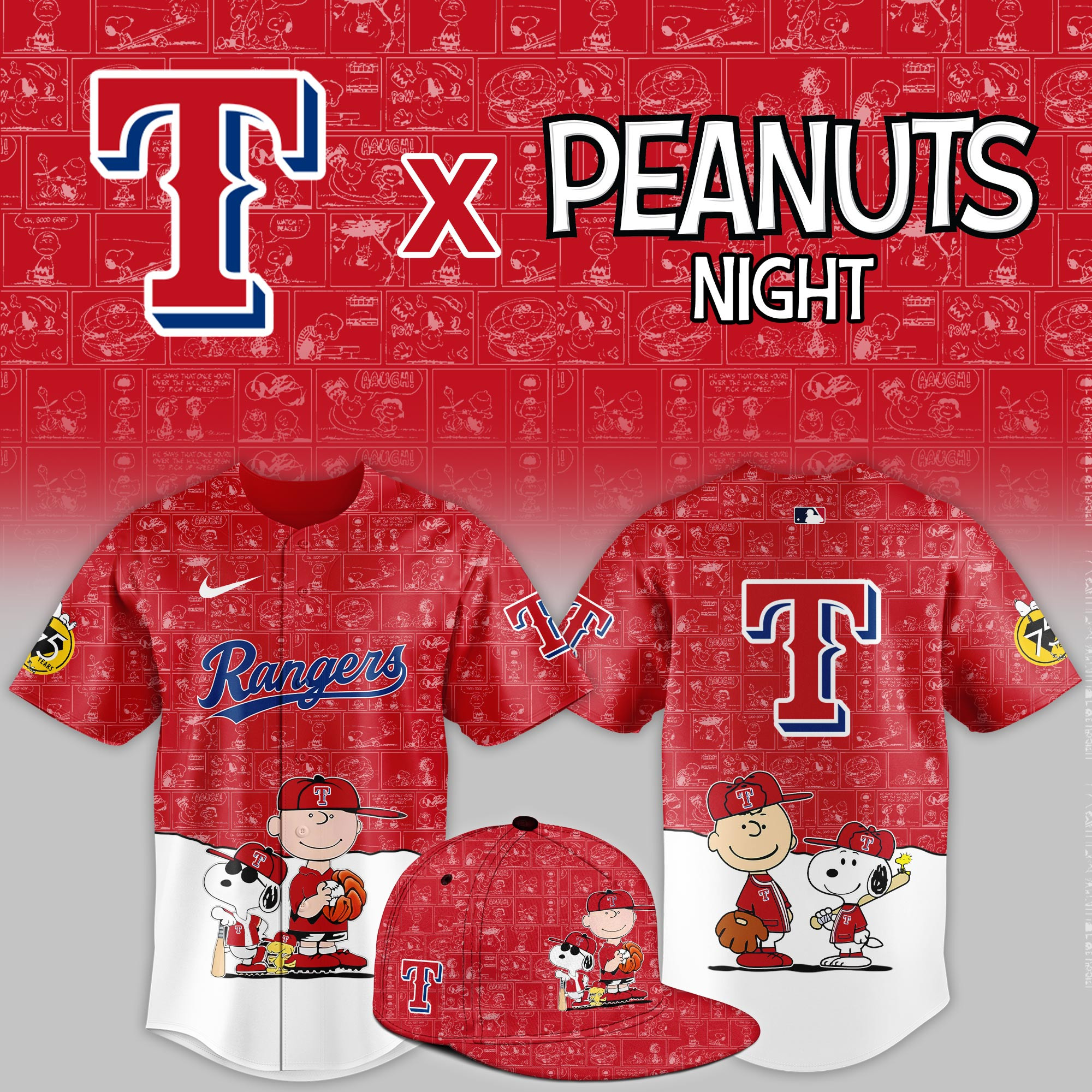 Texas Rangers Peanuts Theme Night Limited Jersey PBZC0RA