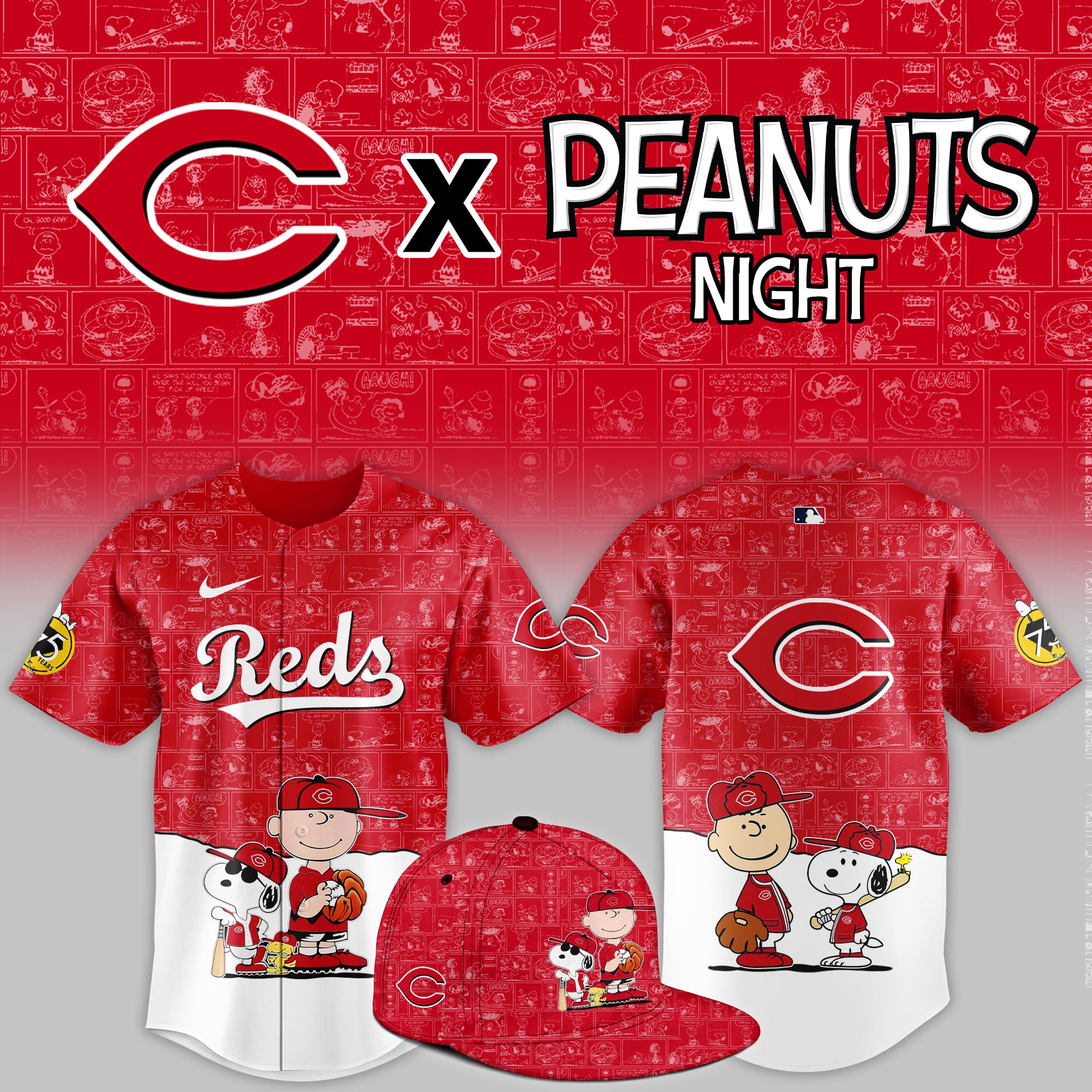 Cincinnati Reds Peanuts Night Event Limited Jersey PBDX73Z