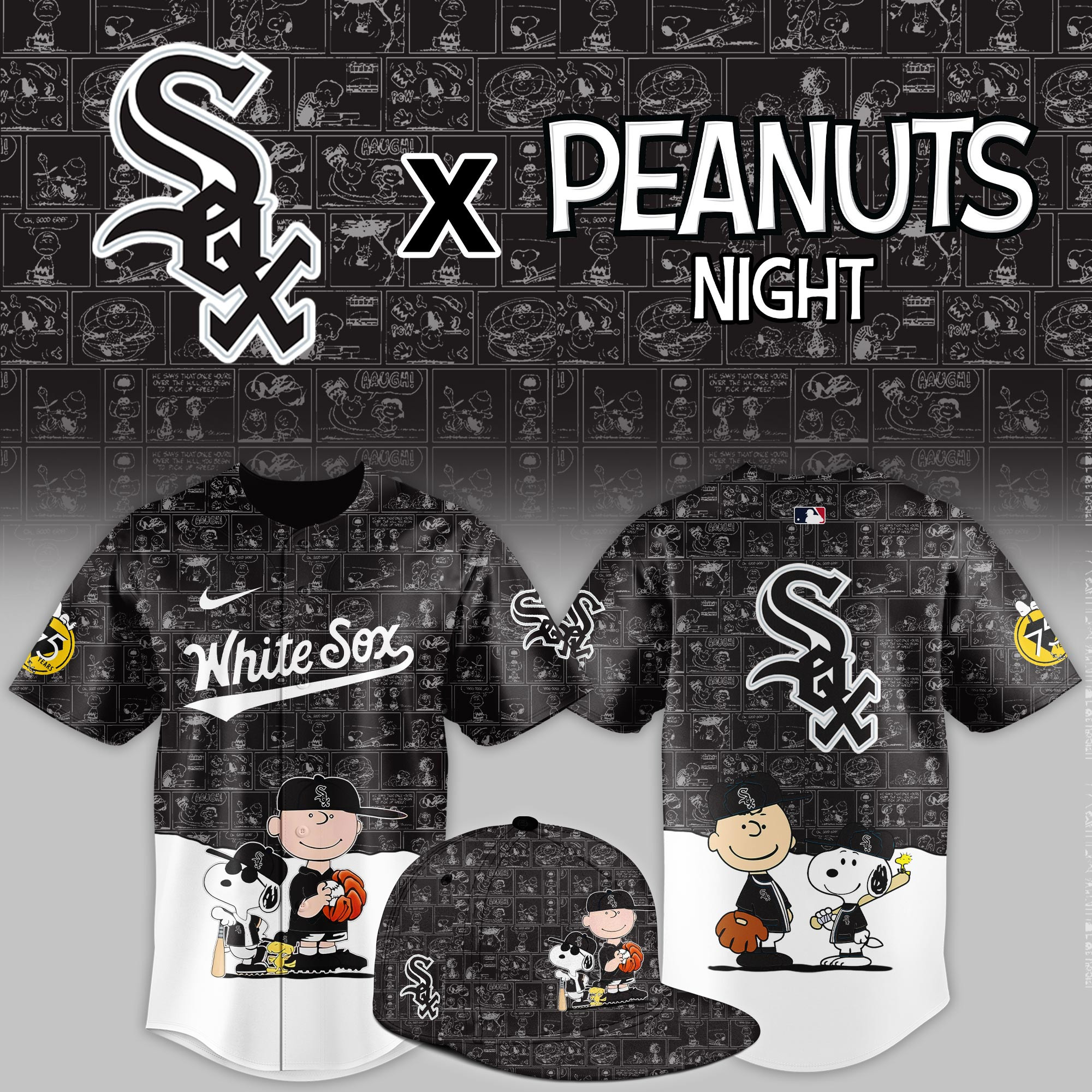 Chicago White Sox Peanuts Night Event Limited Jersey PBFFGYL