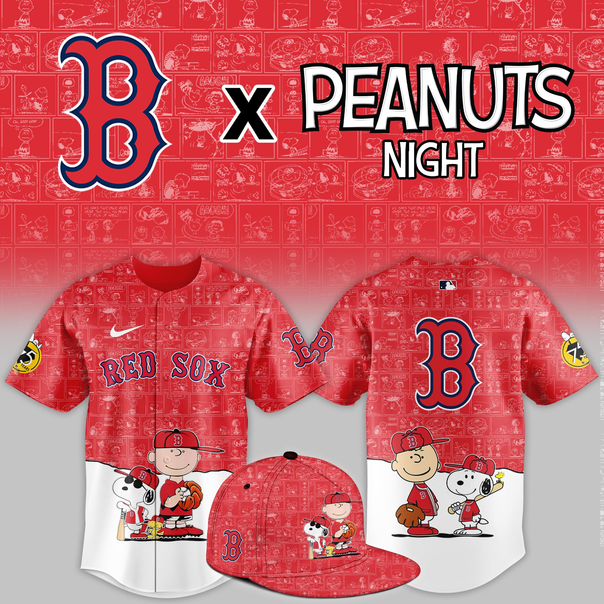 Boston Red Sox Peanuts Night Limited Jersey PB65WBT