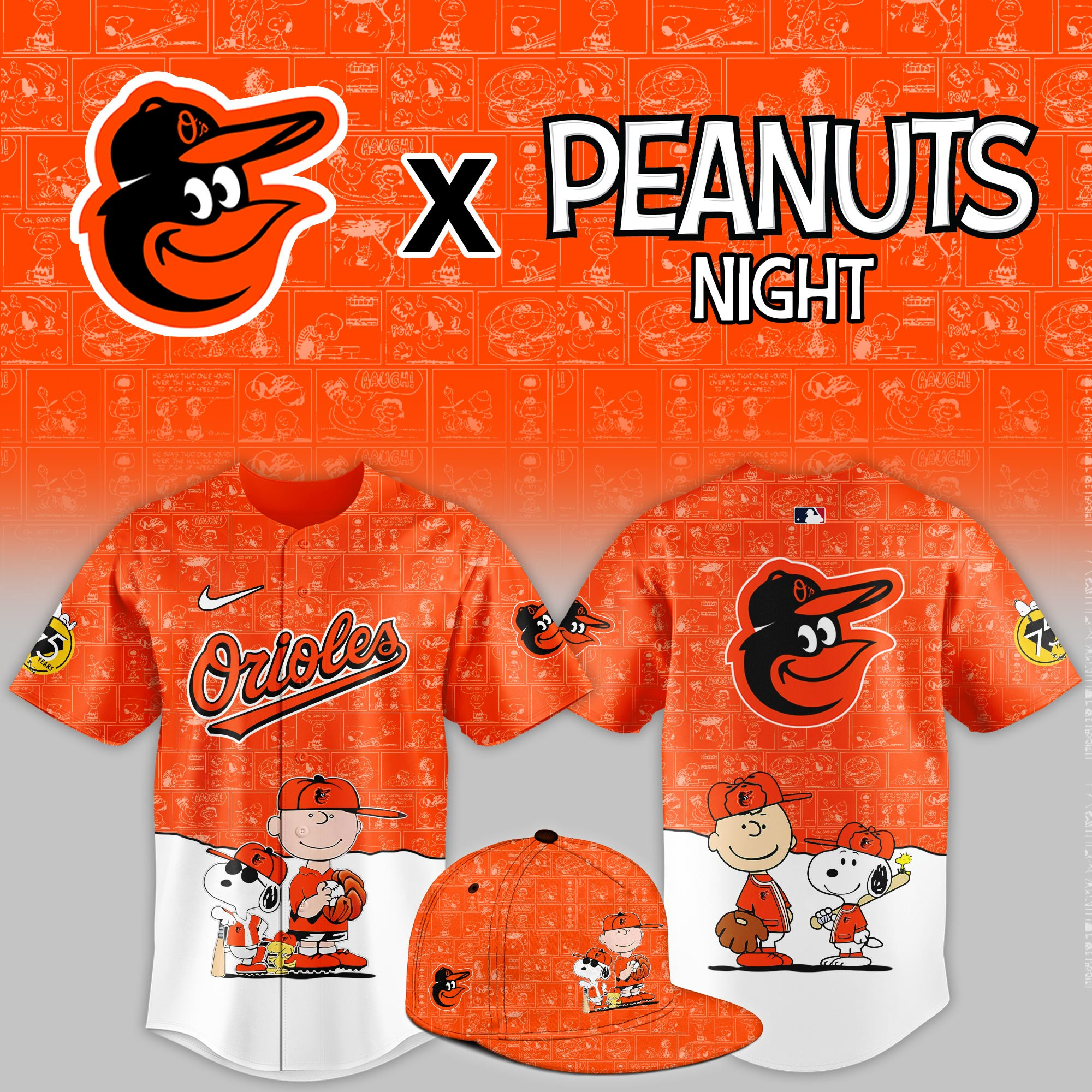 Baltimore Orioles Peanuts Night Limited Jersey PBBGU8G