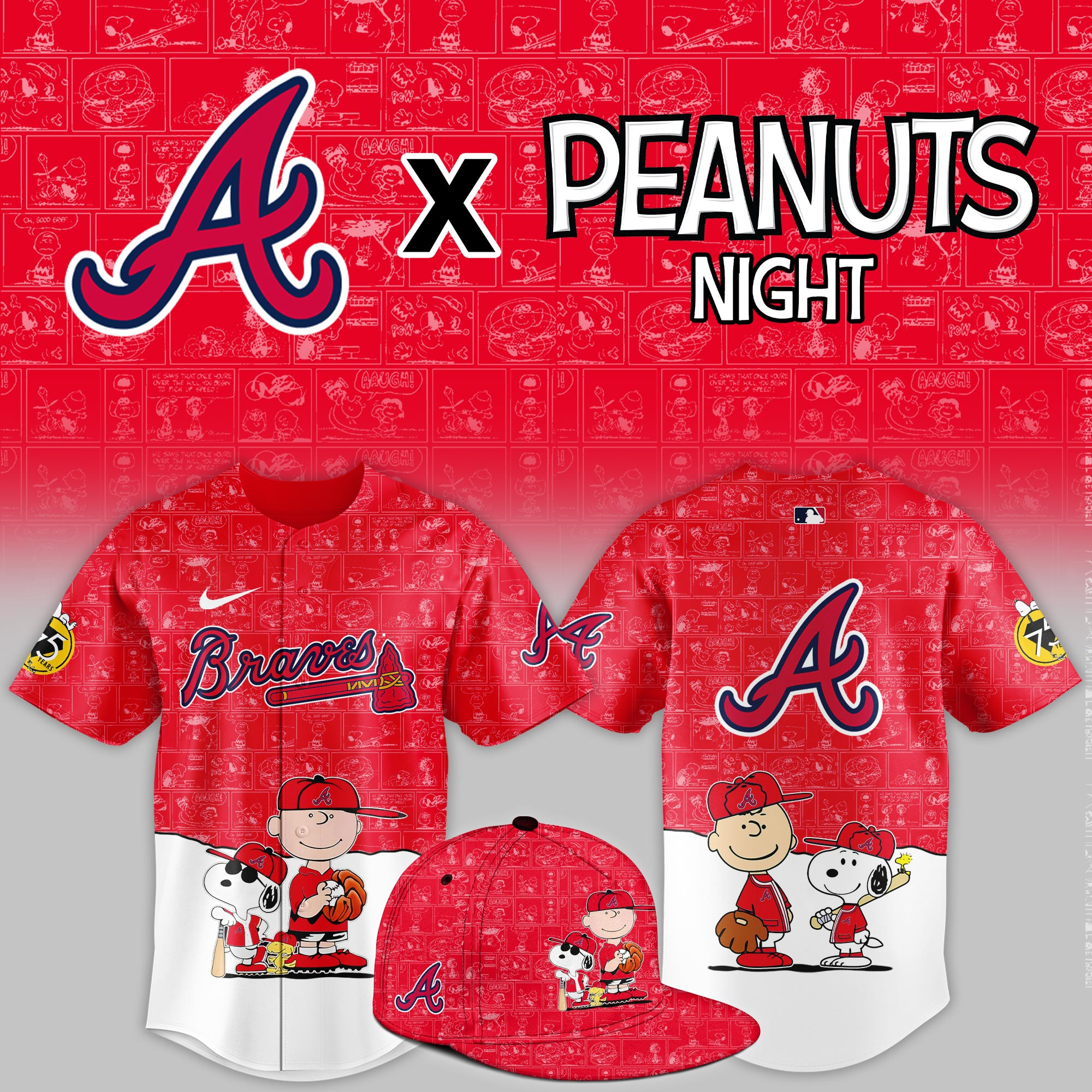 Atlanta Braves Peanuts Night Event Limited Jersey PBG1J99
