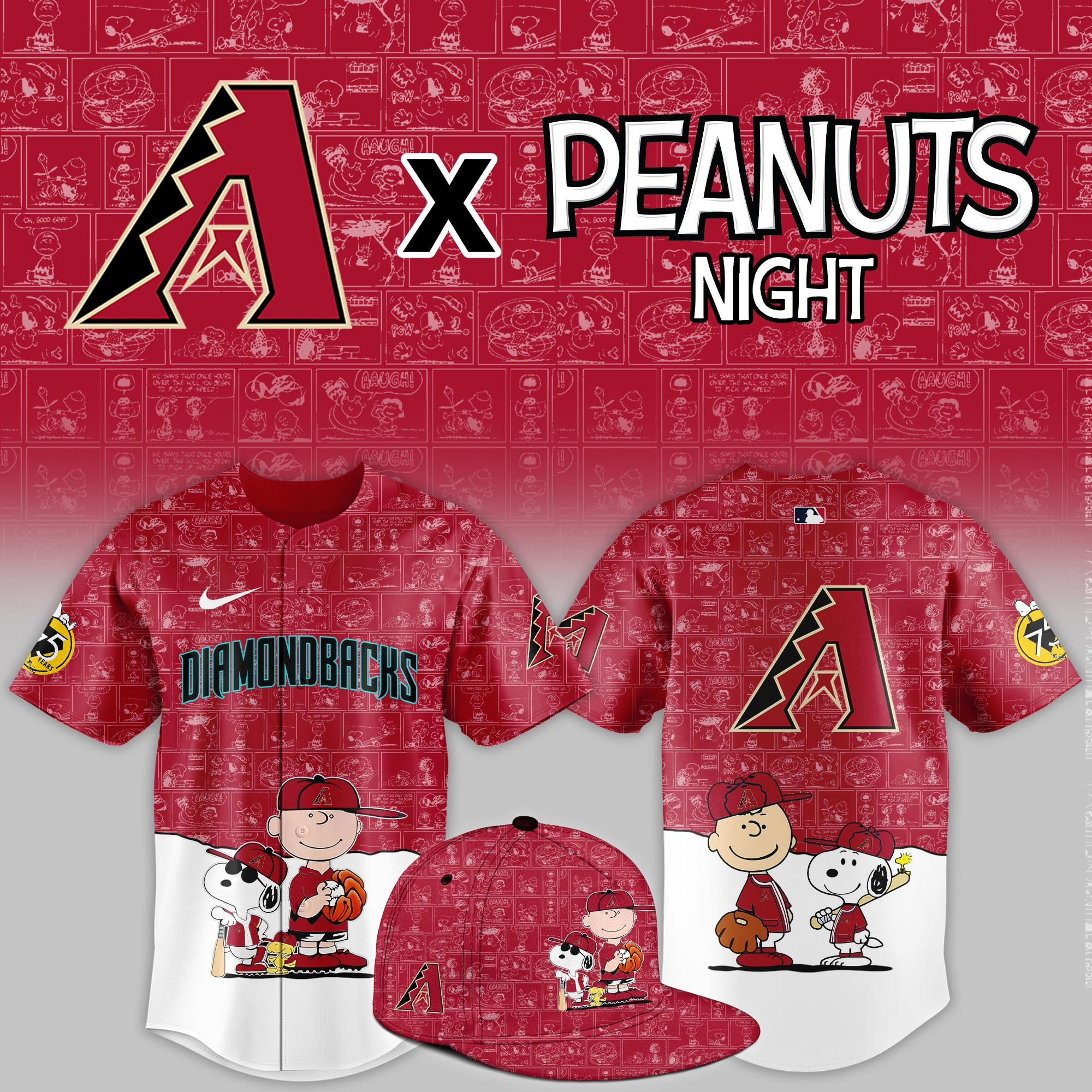 Arizona Diamondbacks Peanuts Night Limited Jersey PB4D2WF