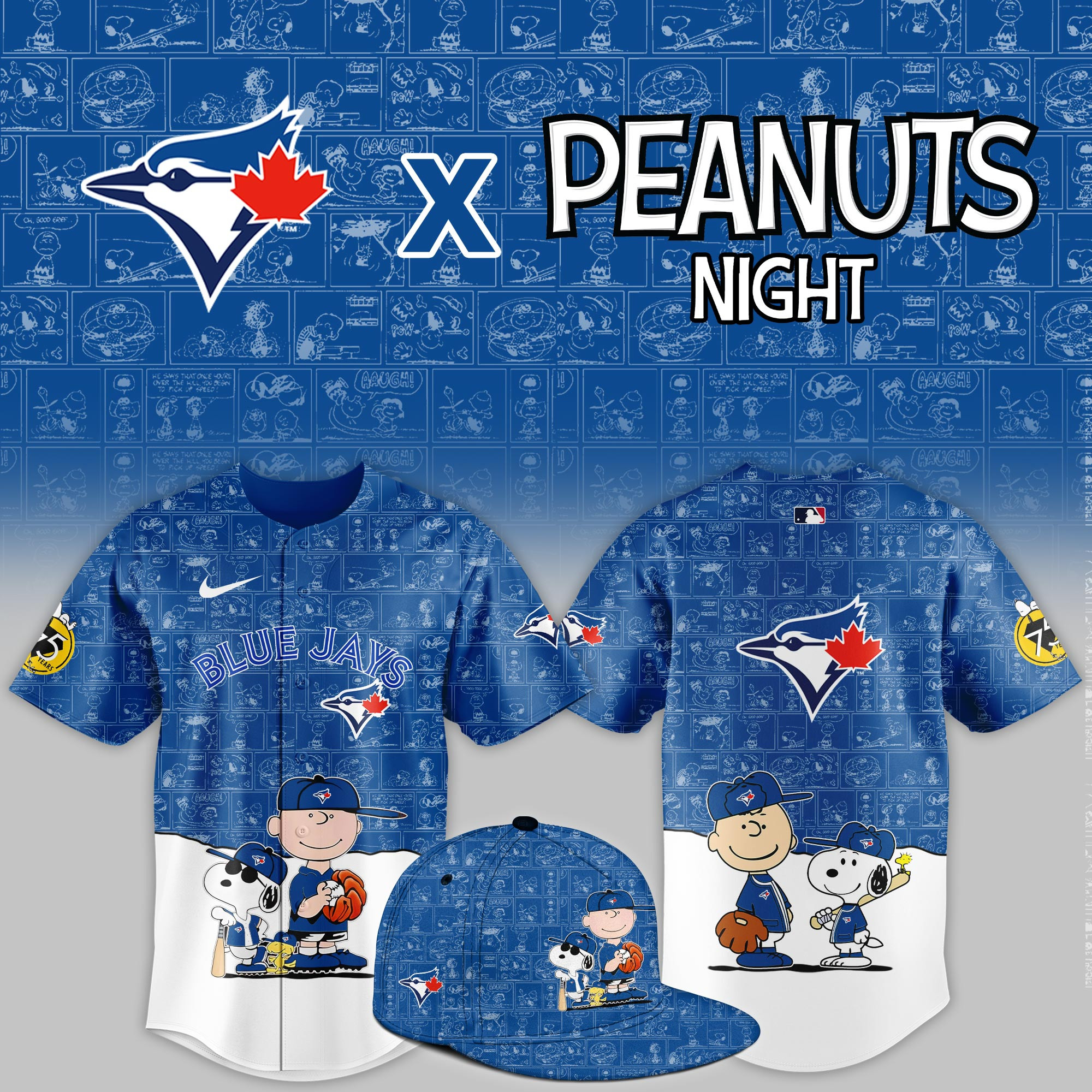 Toronto Blue Jays Jays Peanuts Night Game Limited Jersey PBZTXOZ