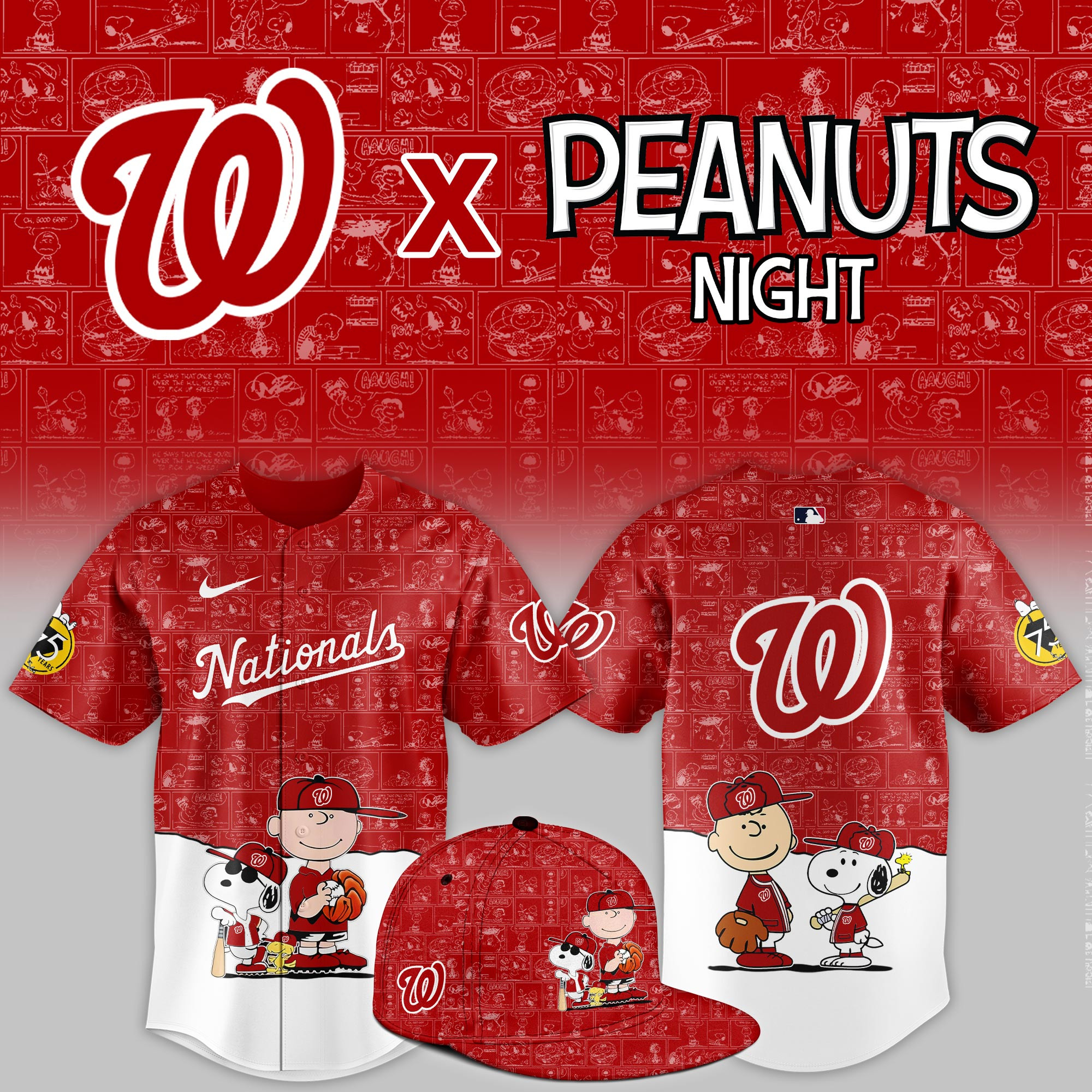 Washington Nationals Peanuts Night Limited Jersey PB154II